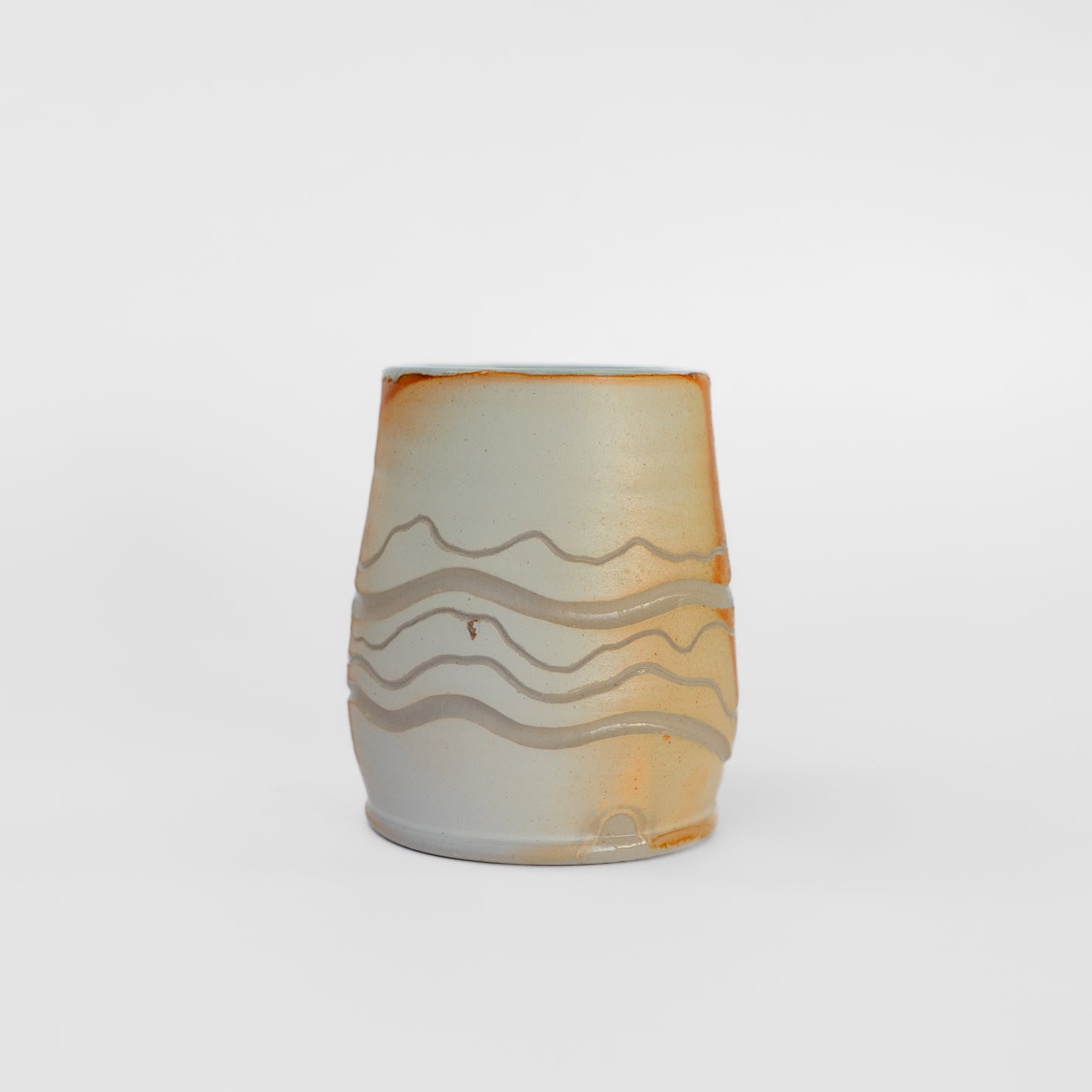 soda-fired sgraffito thumb tumbler