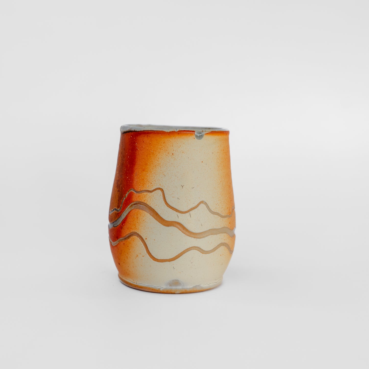 soda-fired sgraffito thumb tumbler