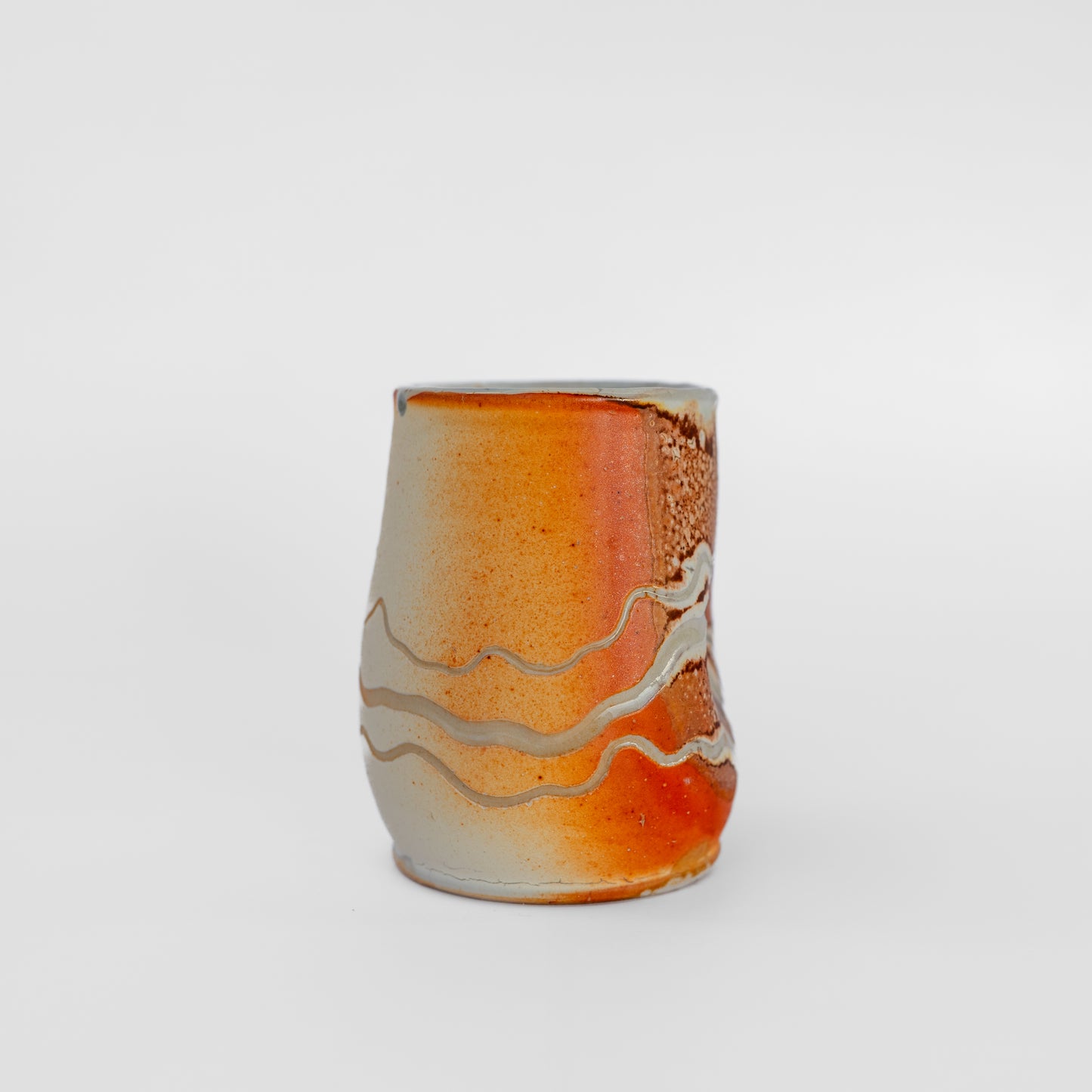 soda-fired sgraffito thumb tumbler
