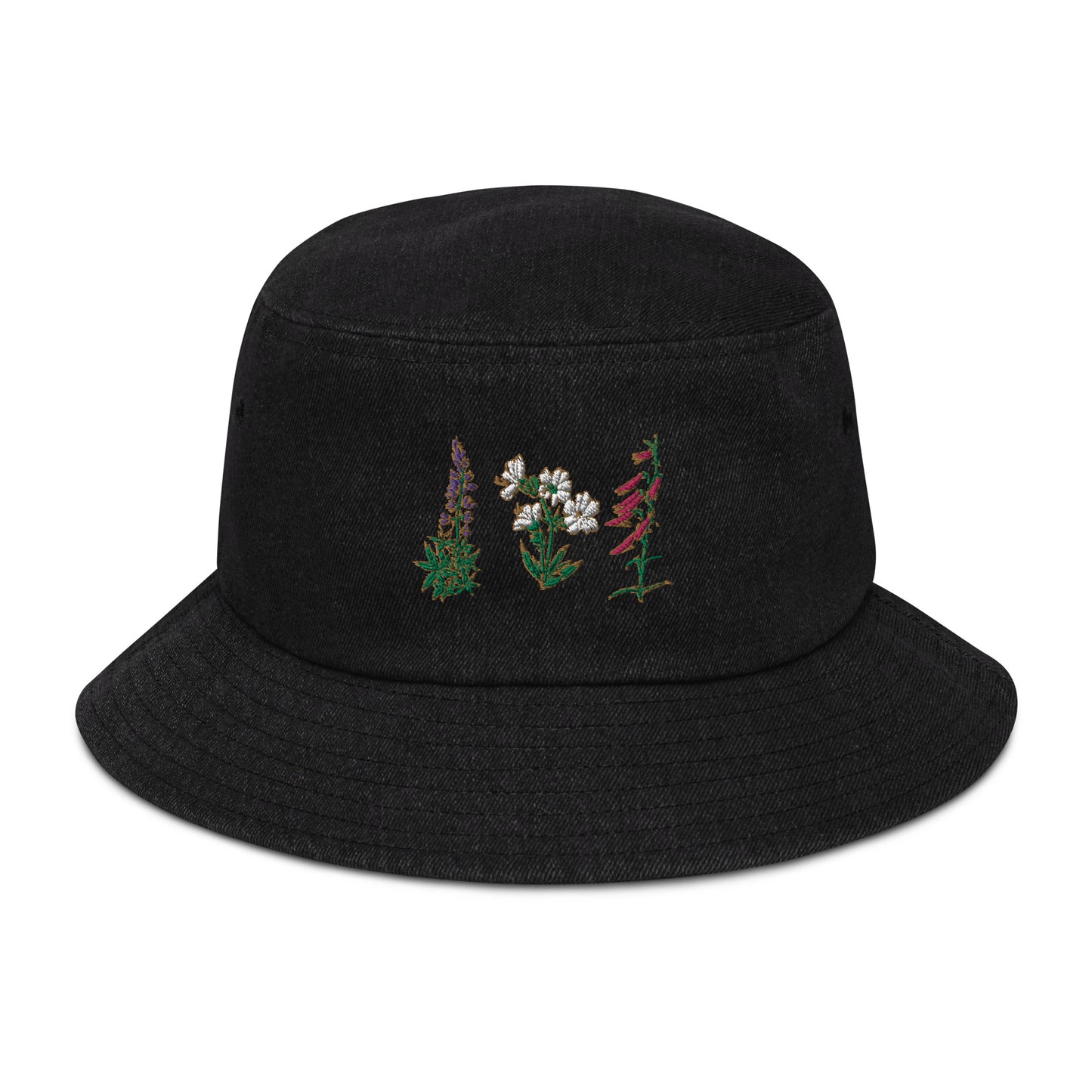 southwestern wildflowers denim bucket hat