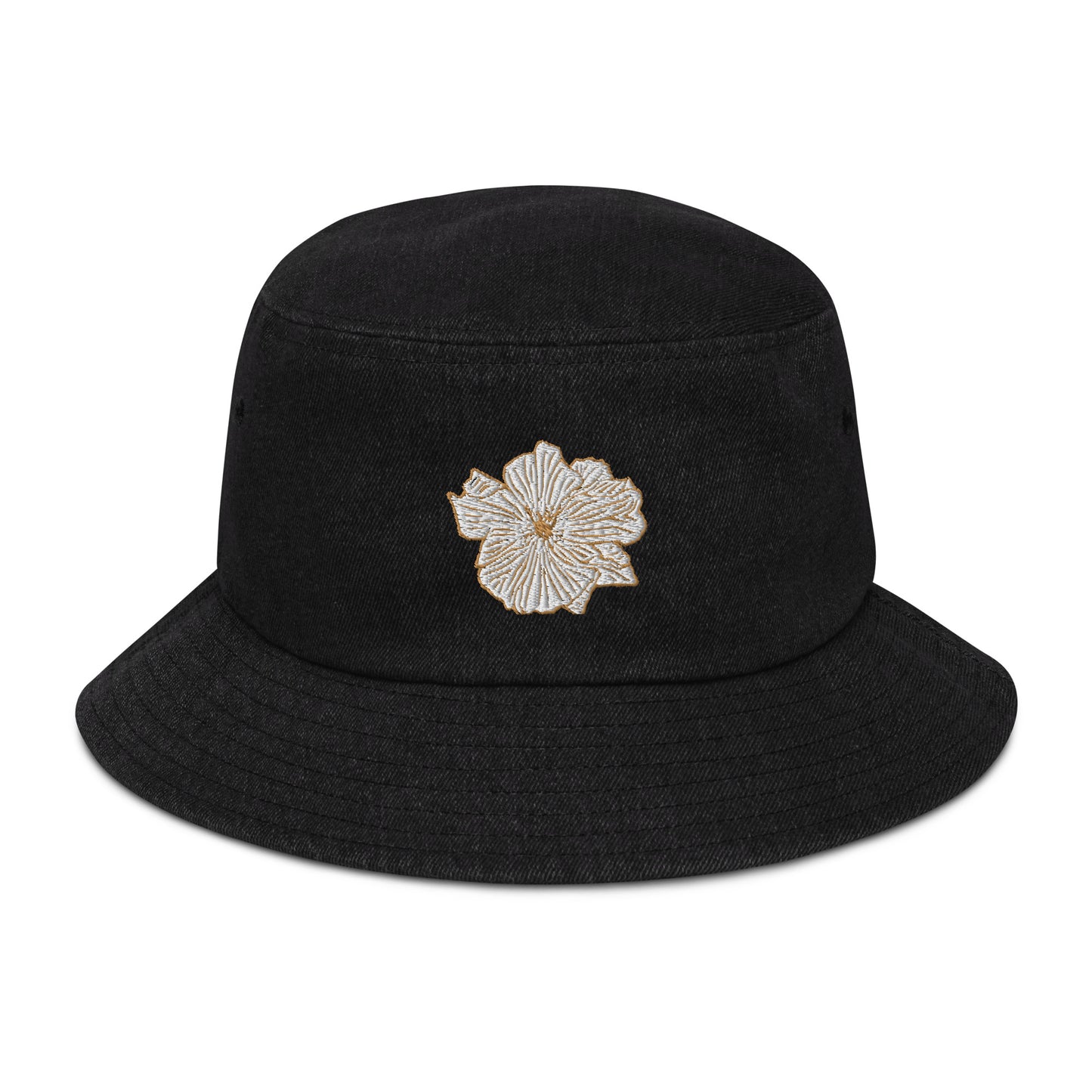 desert poppy denim bucket hat