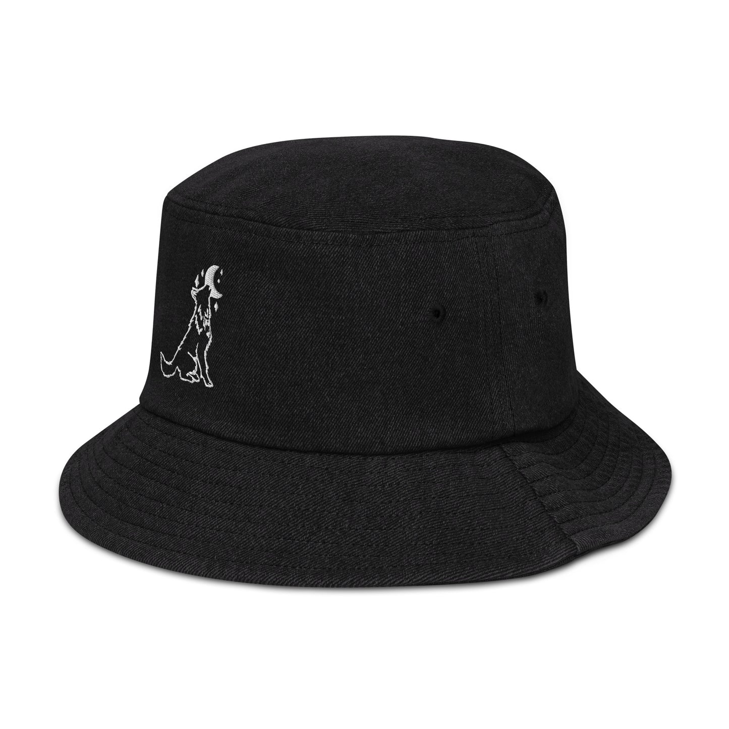 adventure dog denim bucket hat