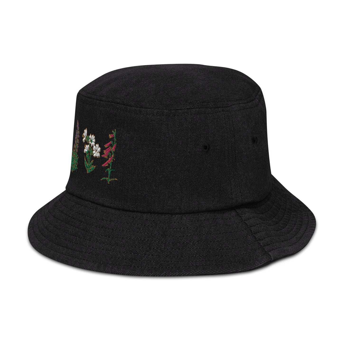 southwestern wildflowers denim bucket hat