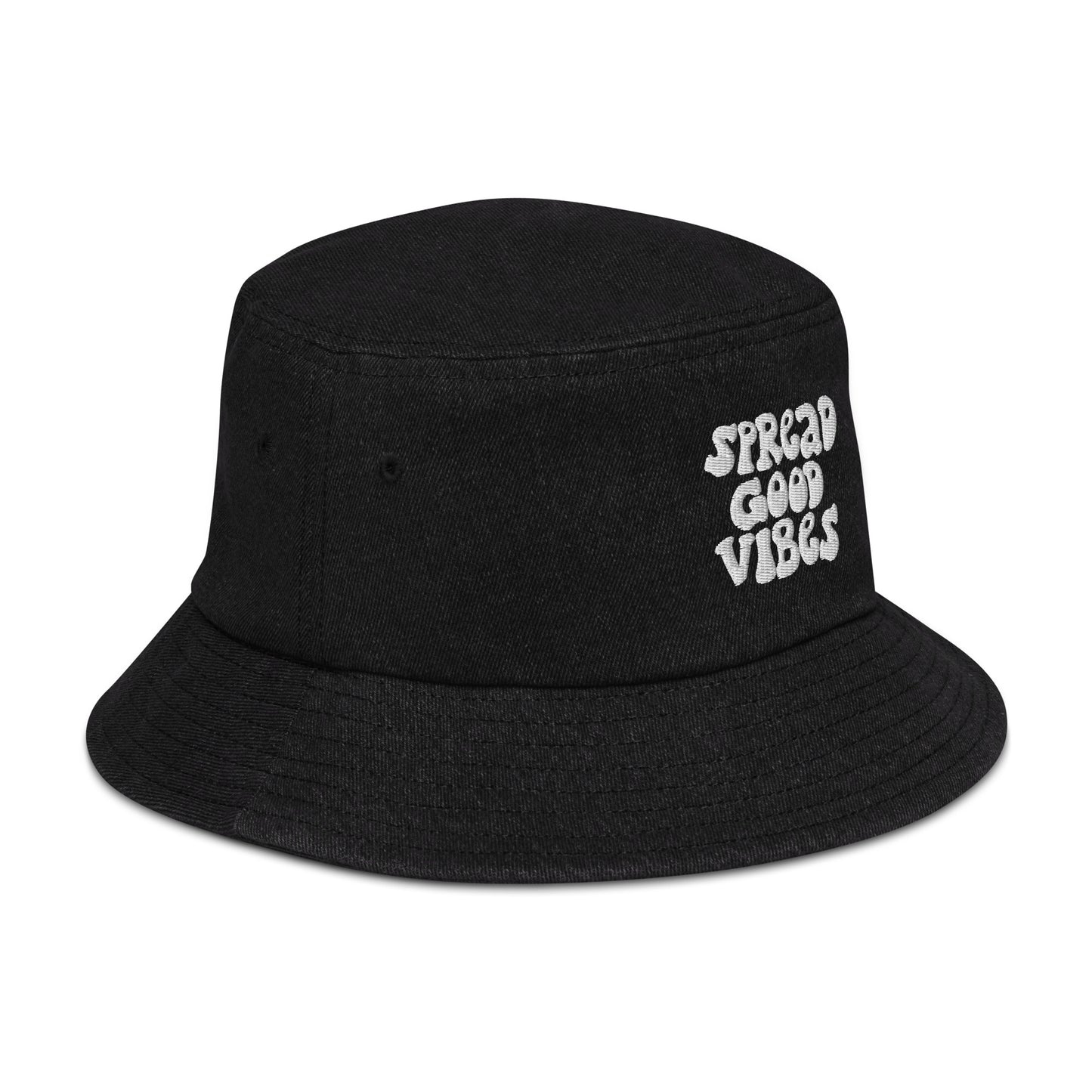 spread good vibes denim bucket hat