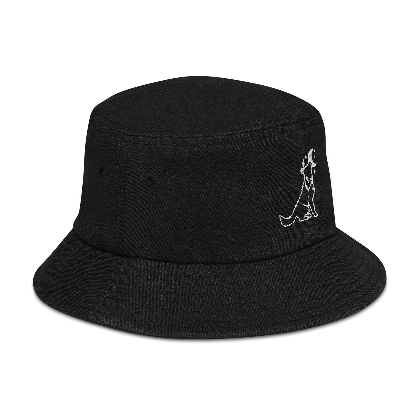 adventure dog denim bucket hat