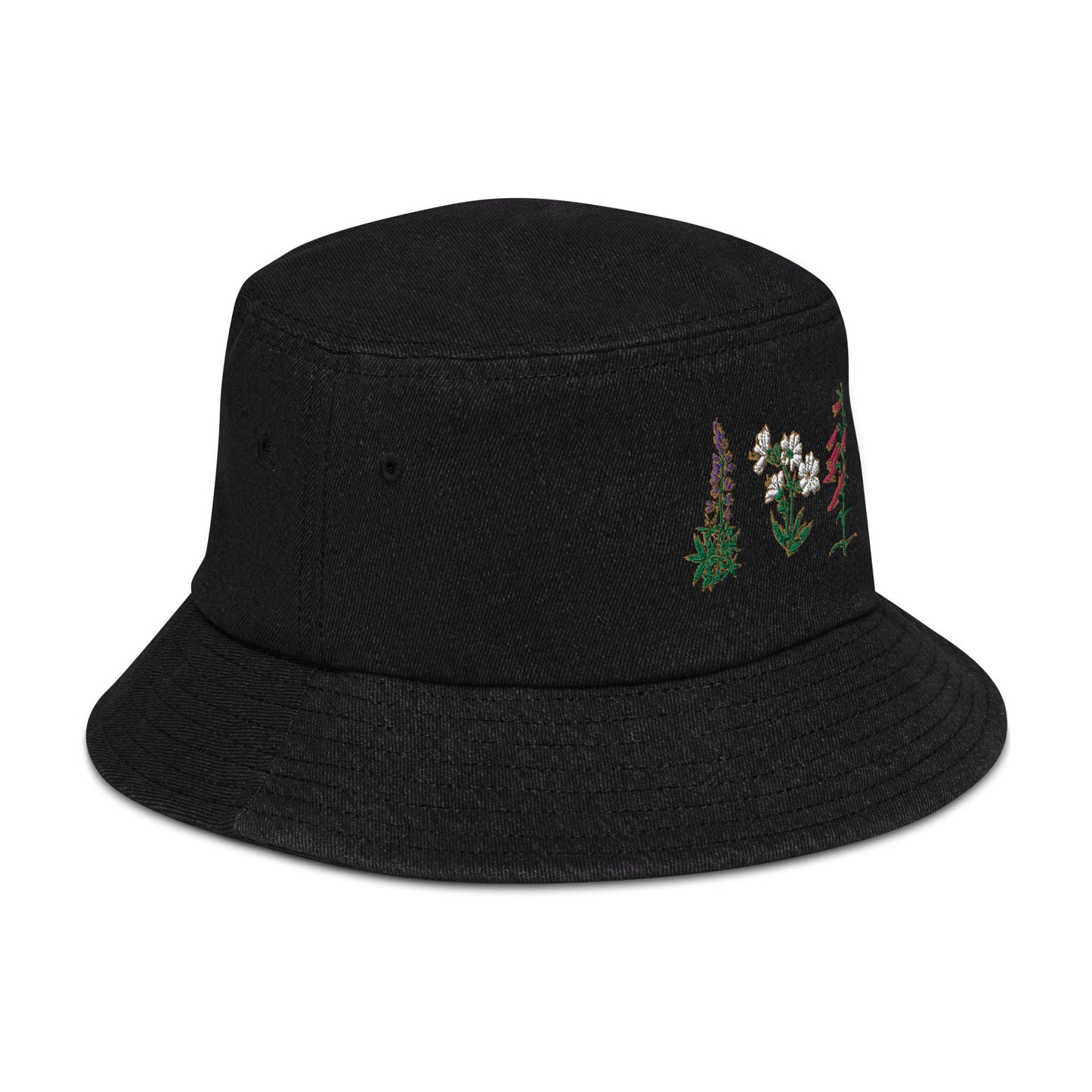 southwestern wildflowers denim bucket hat