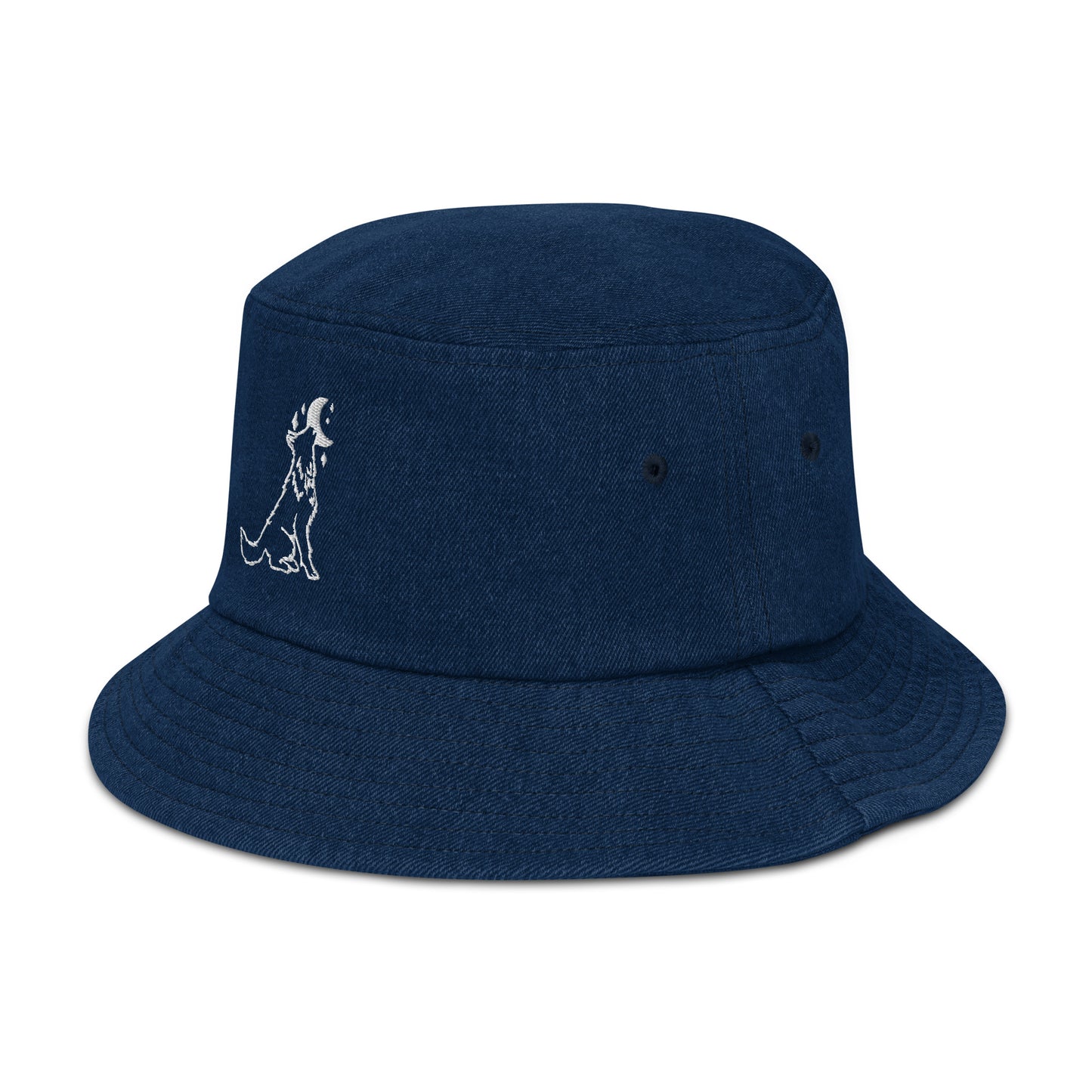adventure dog denim bucket hat
