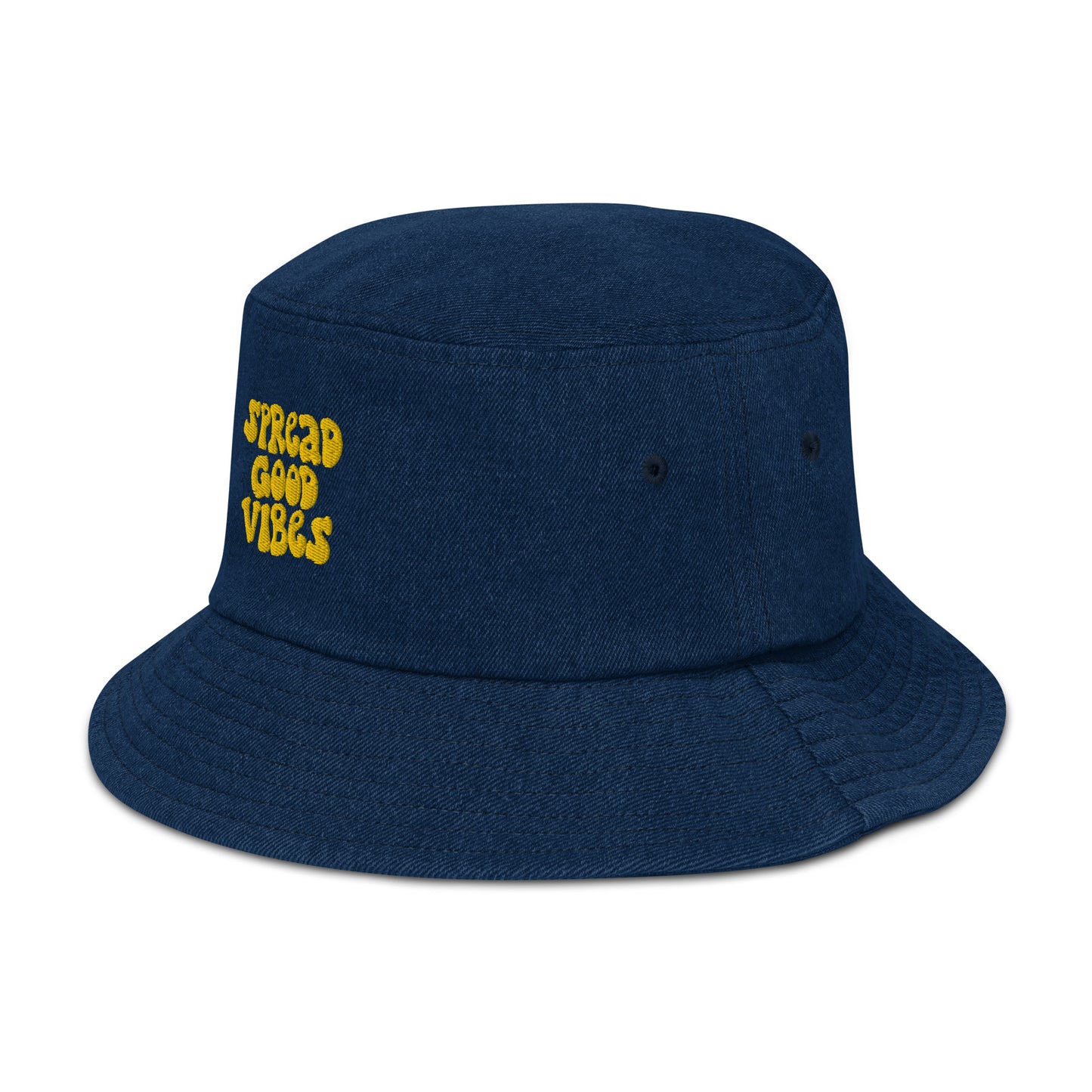 spread good vibes denim bucket hat - yellow