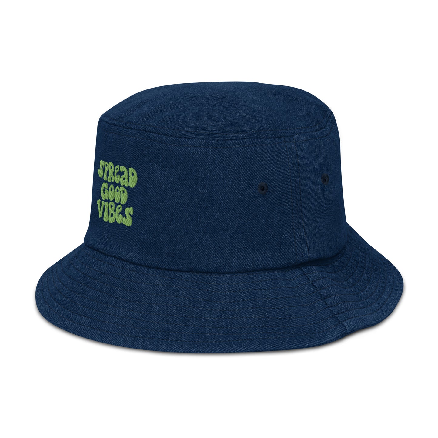spread good vibes denim bucket hat - green