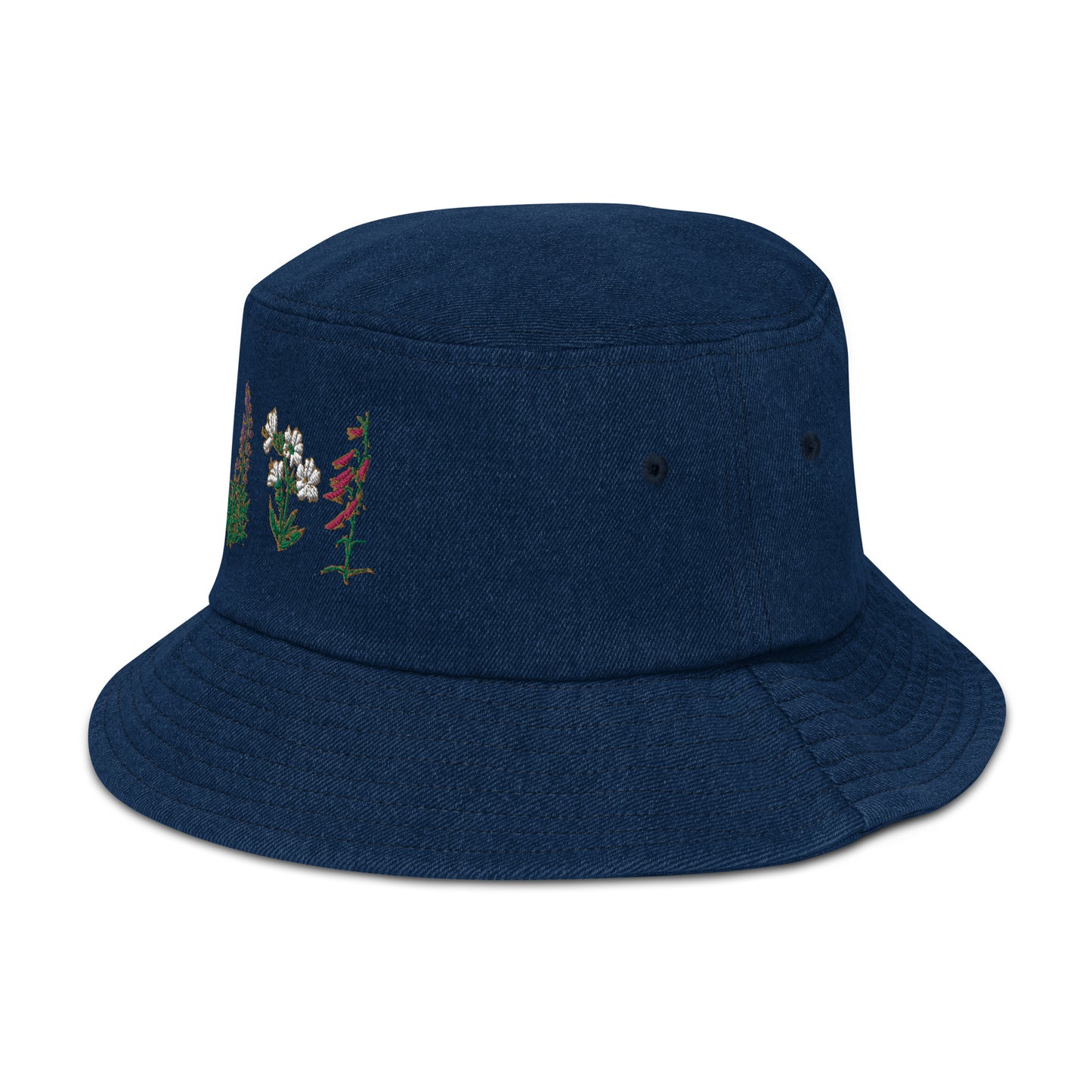 southwestern wildflowers denim bucket hat