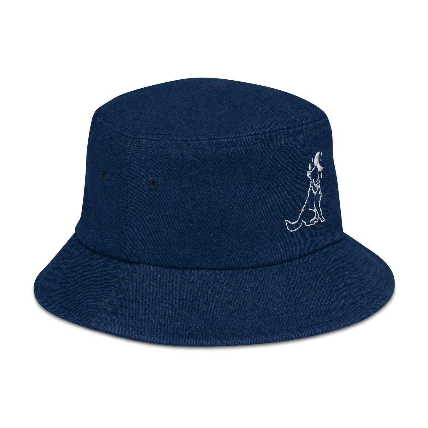adventure dog denim bucket hat
