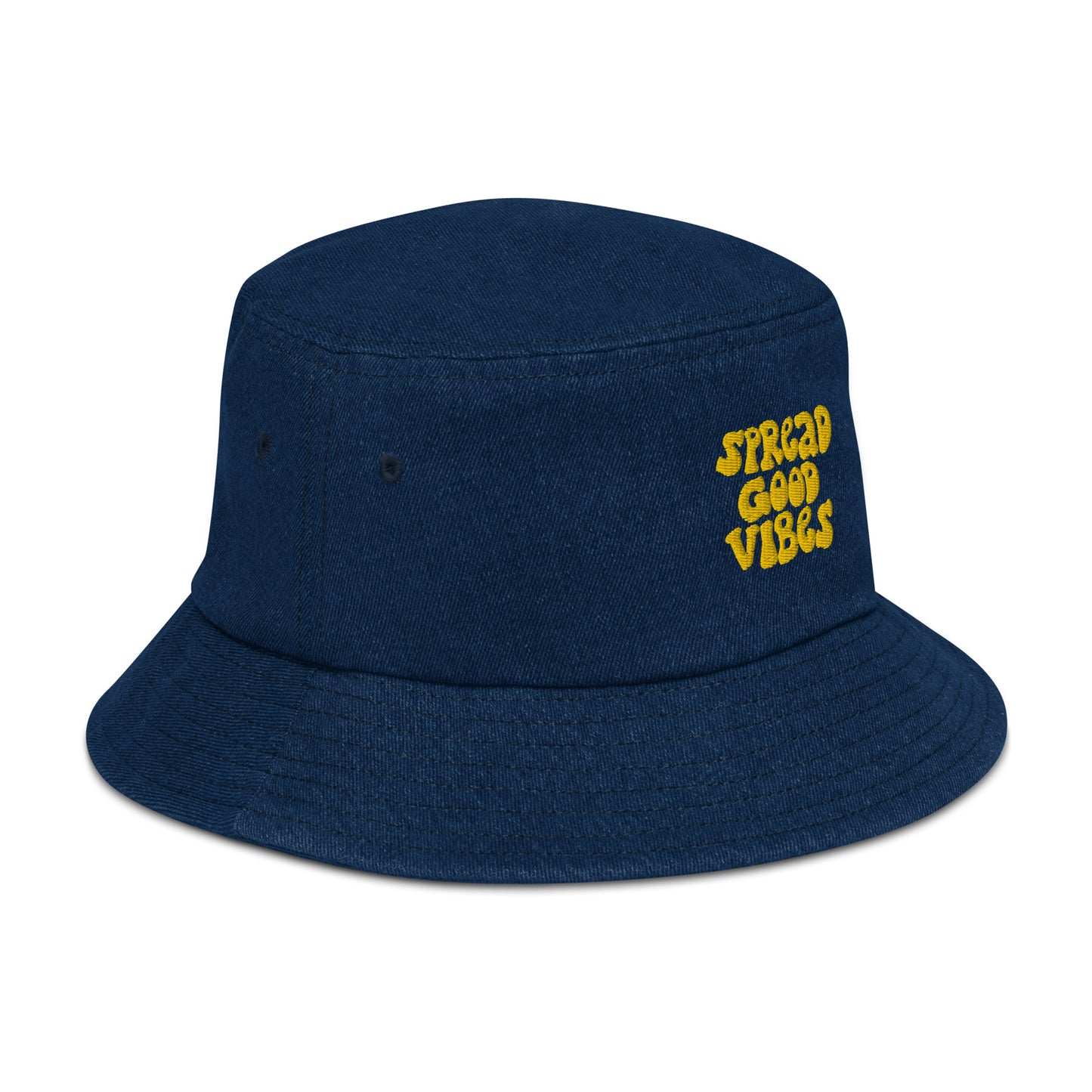 spread good vibes denim bucket hat - yellow