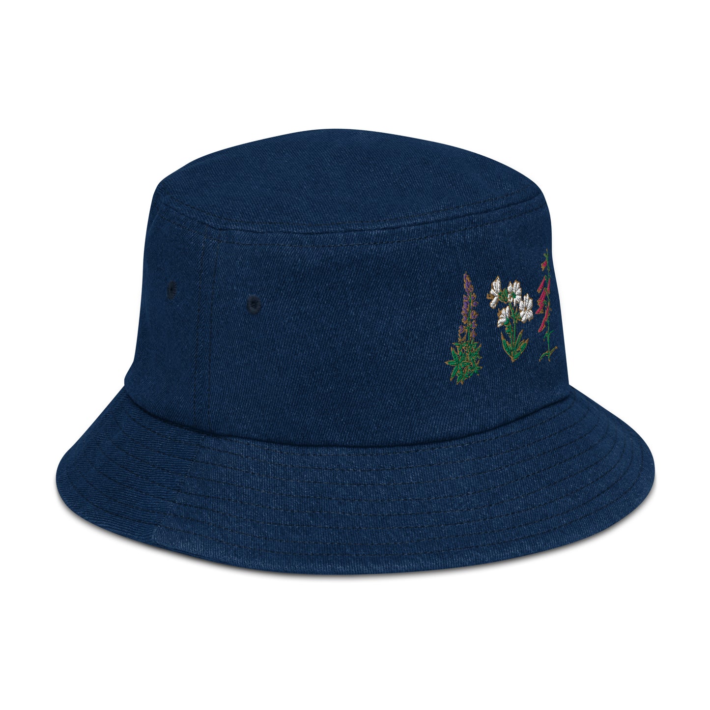 southwestern wildflowers denim bucket hat