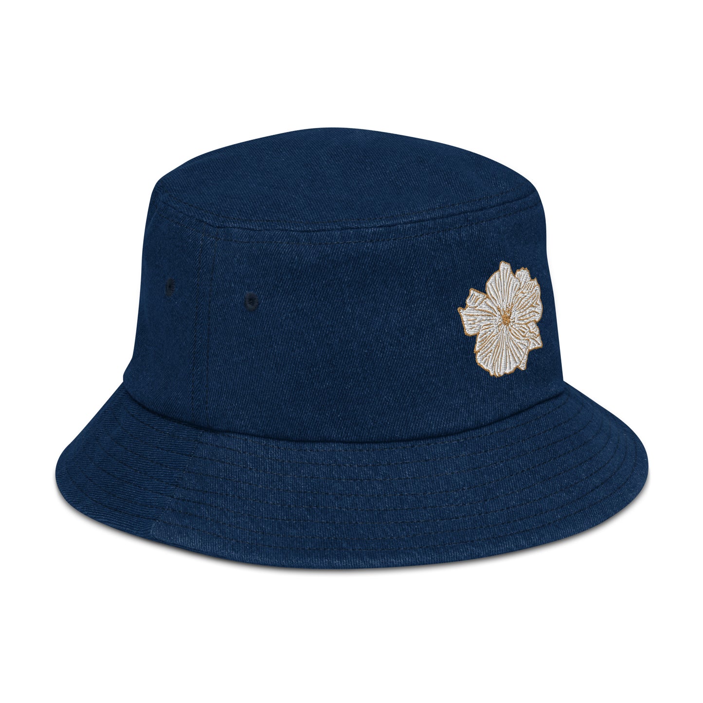 desert poppy denim bucket hat