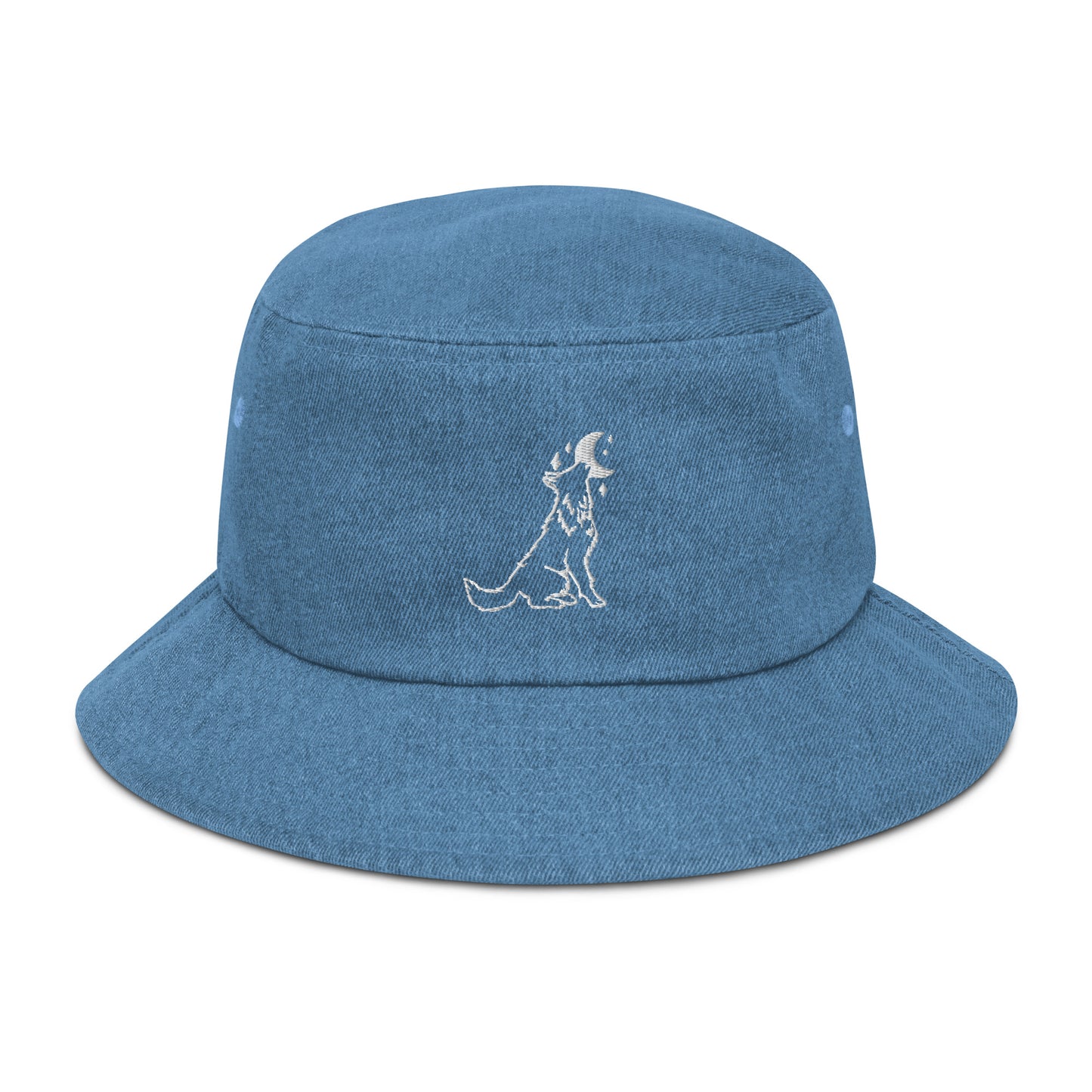 adventure dog denim bucket hat