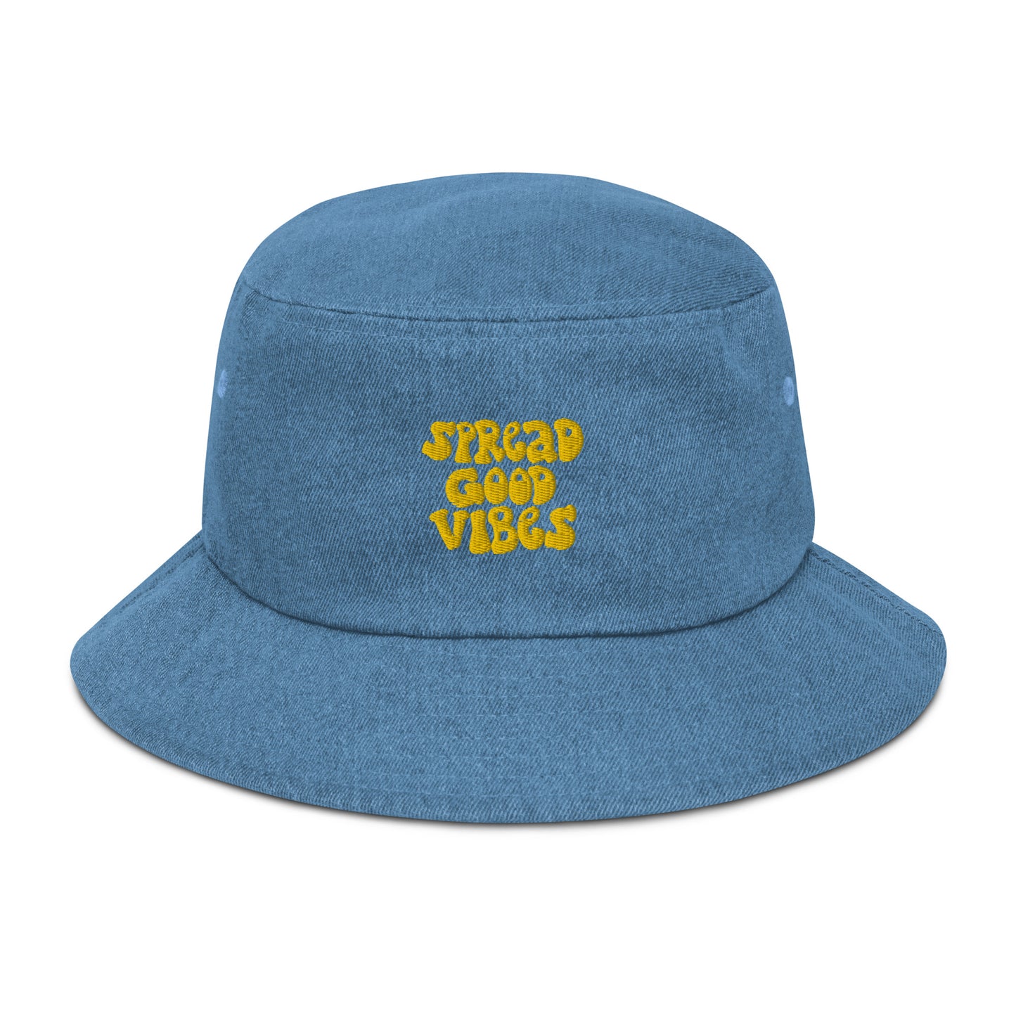 spread good vibes denim bucket hat - yellow