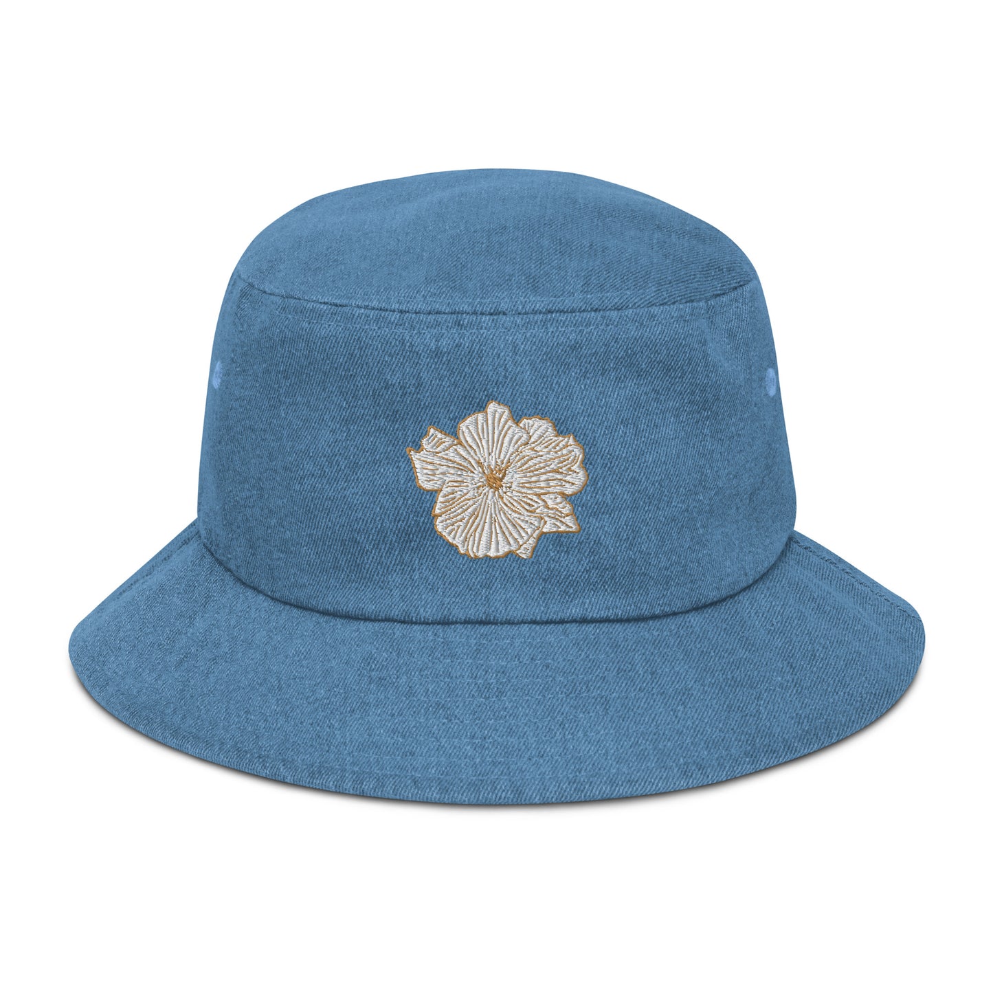 desert poppy denim bucket hat
