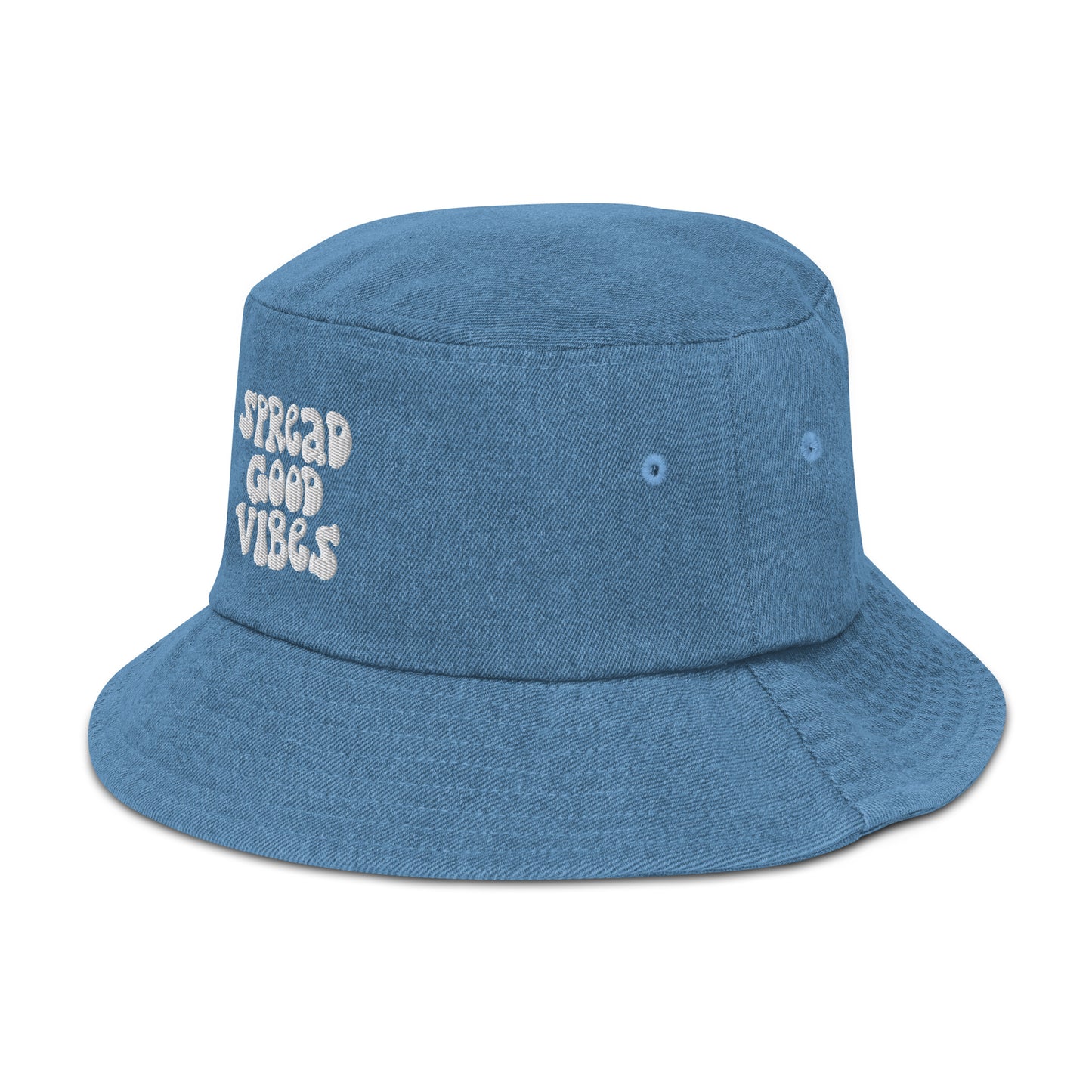 spread good vibes denim bucket hat