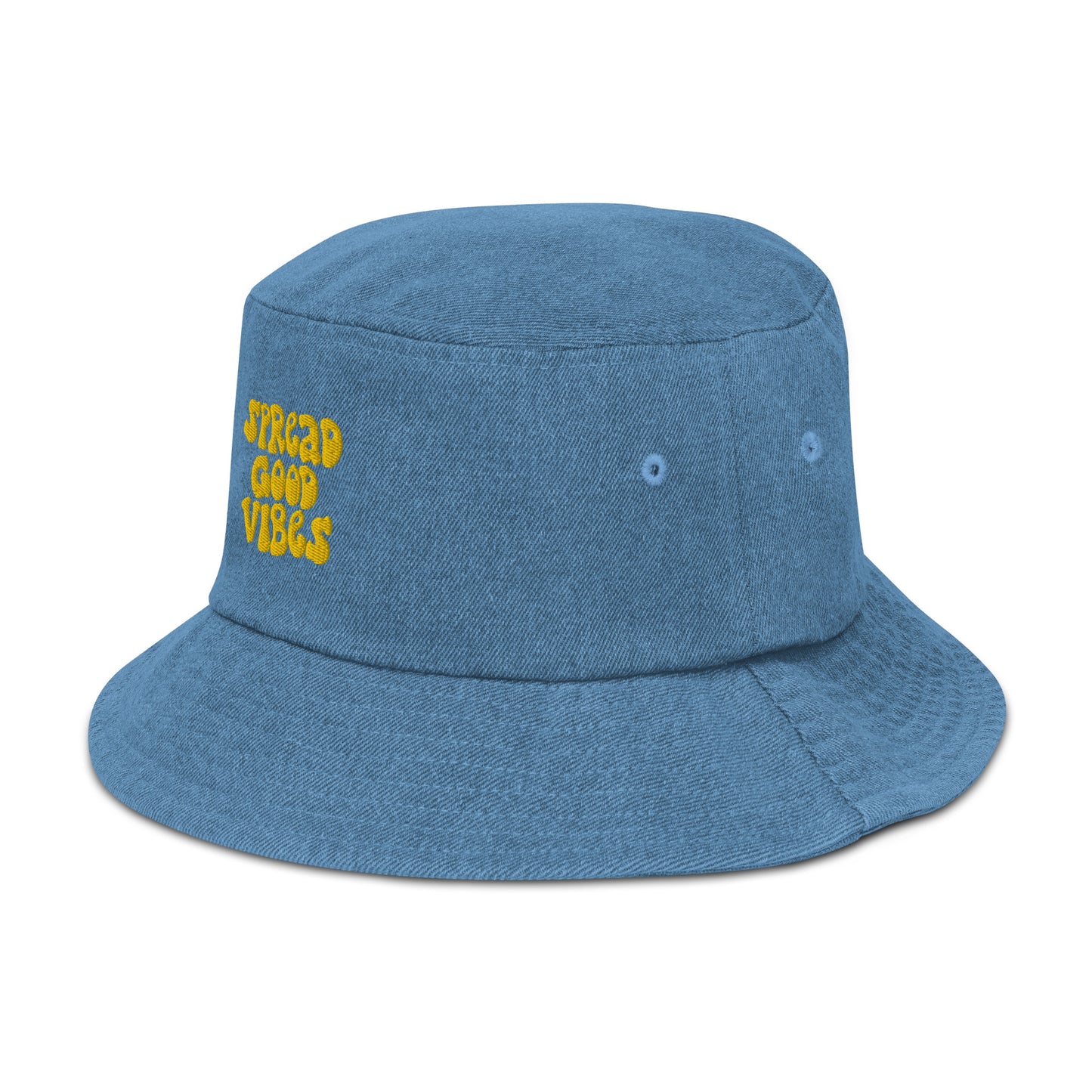spread good vibes denim bucket hat - yellow