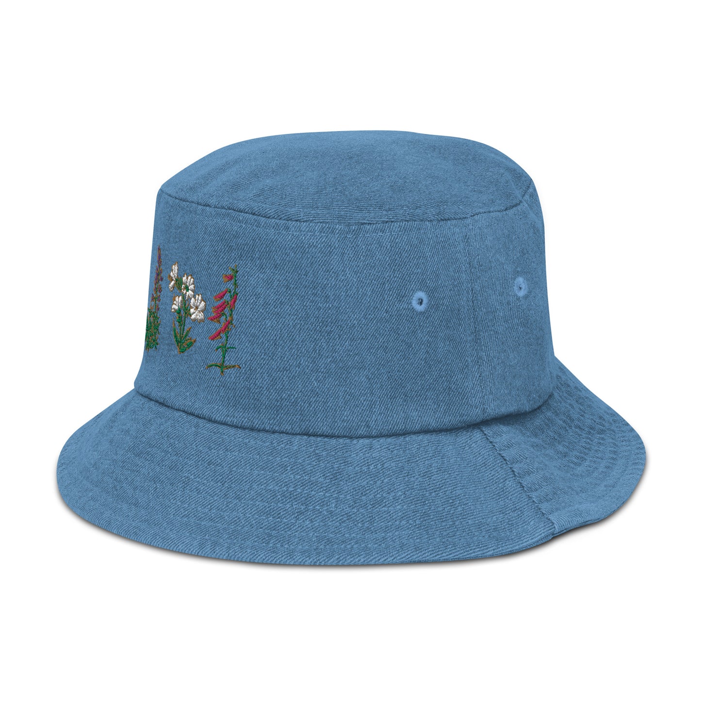 southwestern wildflowers denim bucket hat