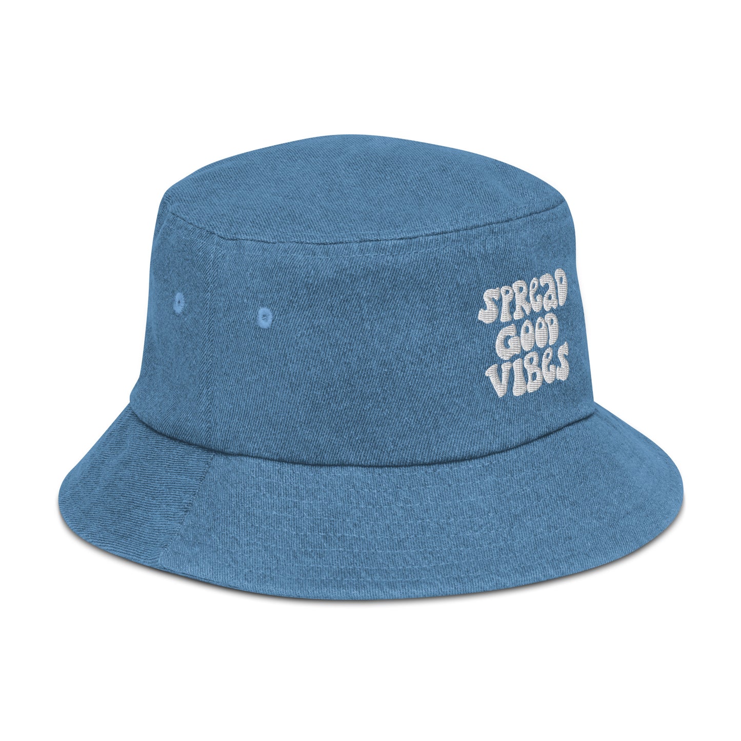 spread good vibes denim bucket hat