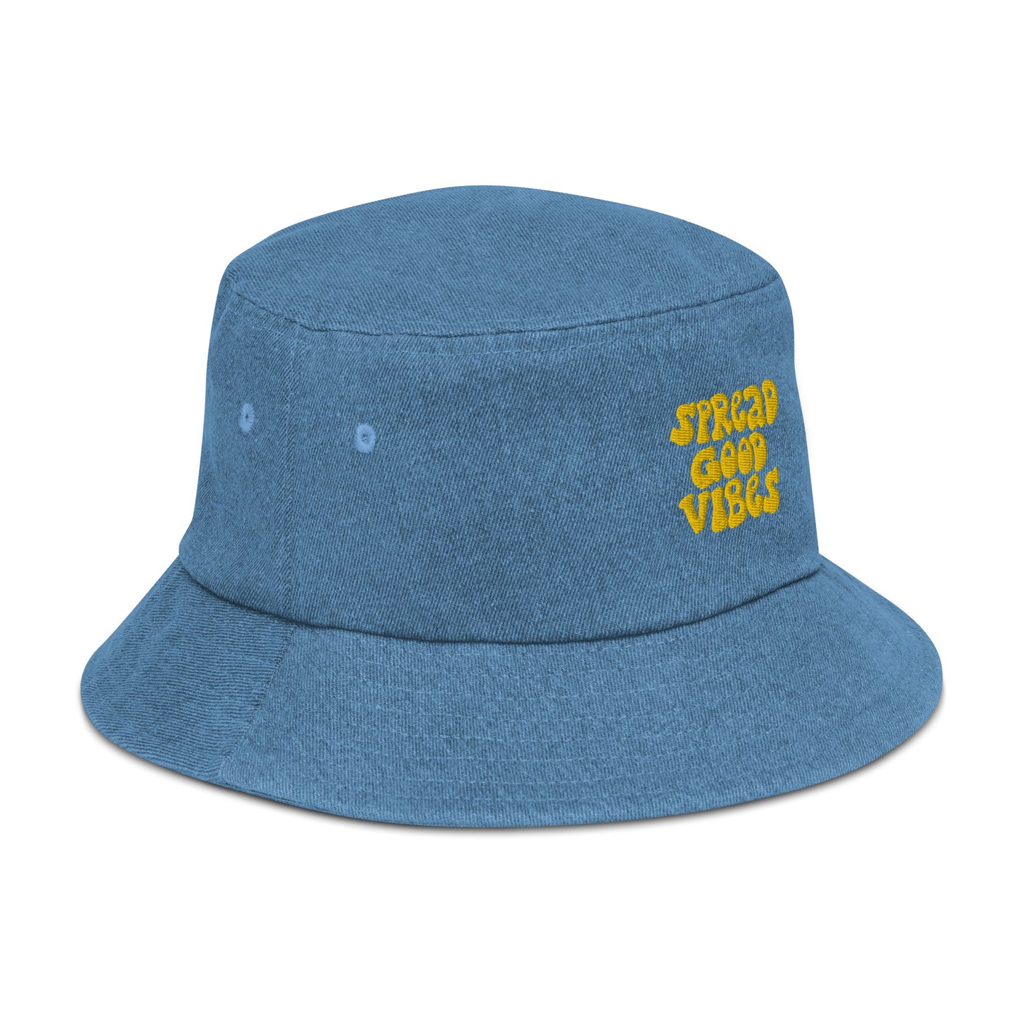 spread good vibes denim bucket hat - yellow