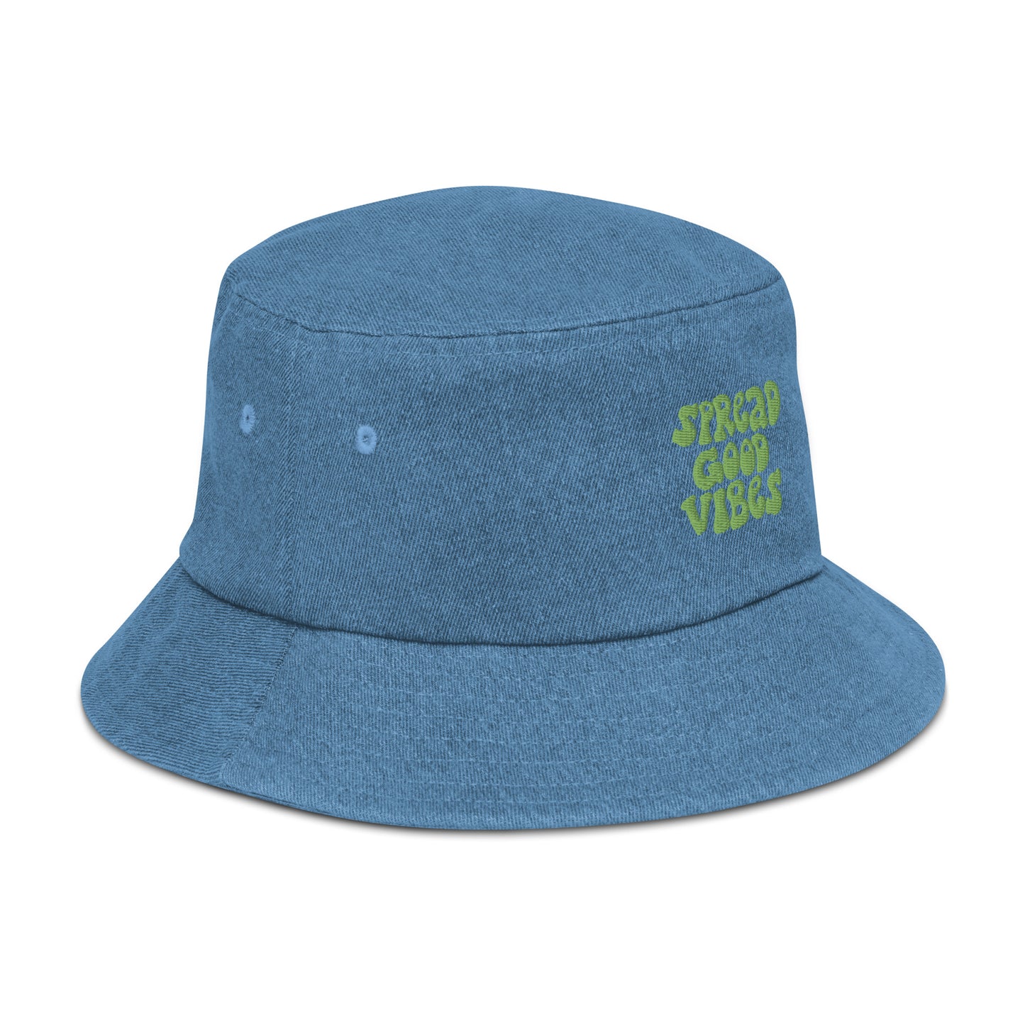 spread good vibes denim bucket hat - green