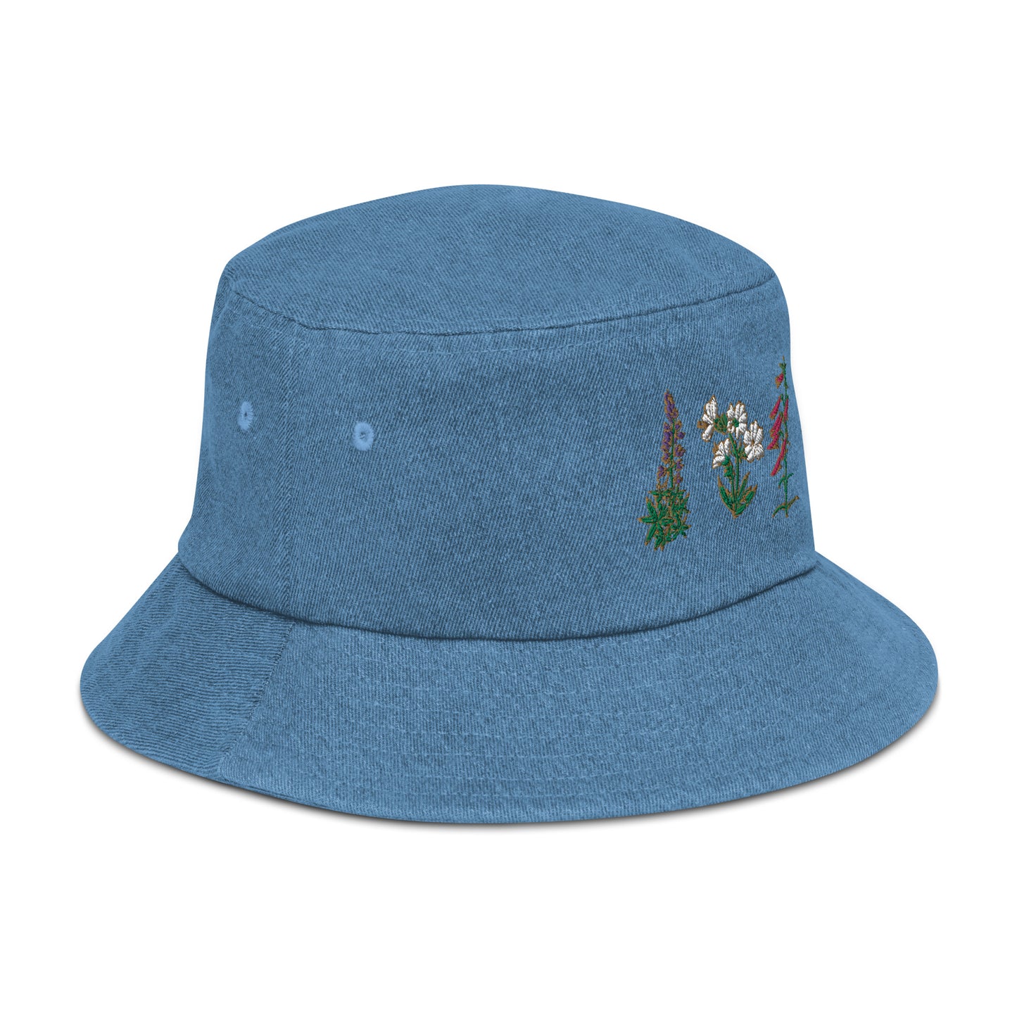 southwestern wildflowers denim bucket hat