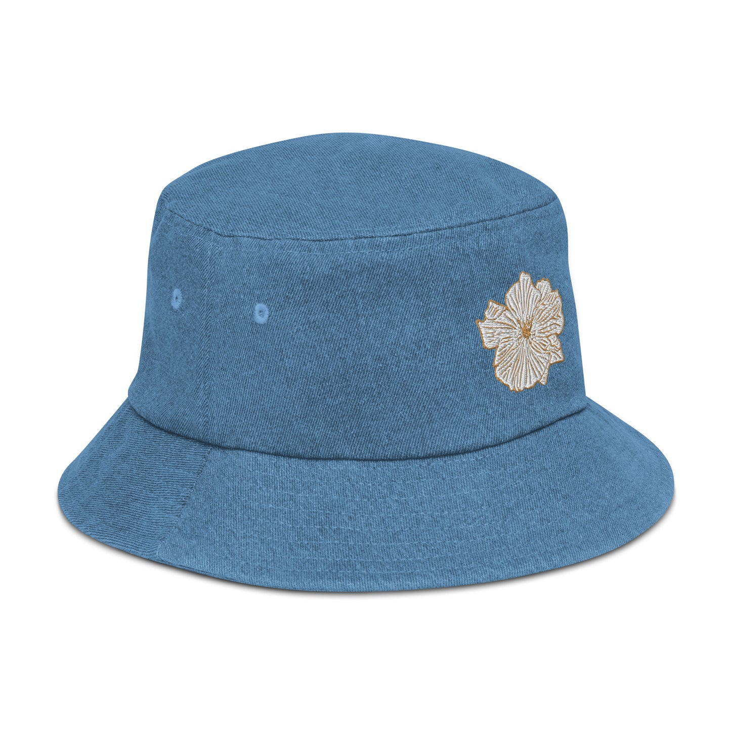 desert poppy denim bucket hat