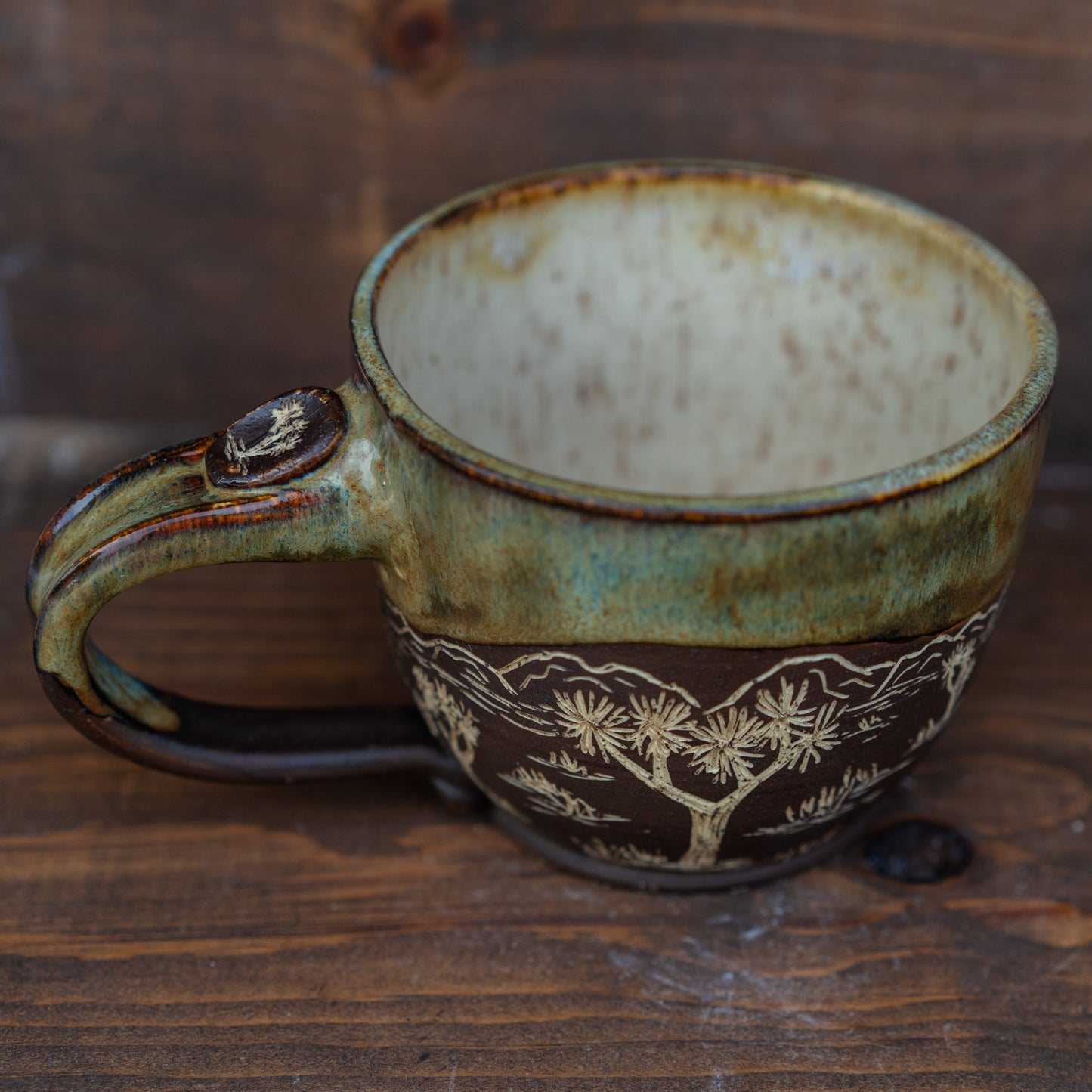 joshua tree sgraffito latte mug // soup bowl