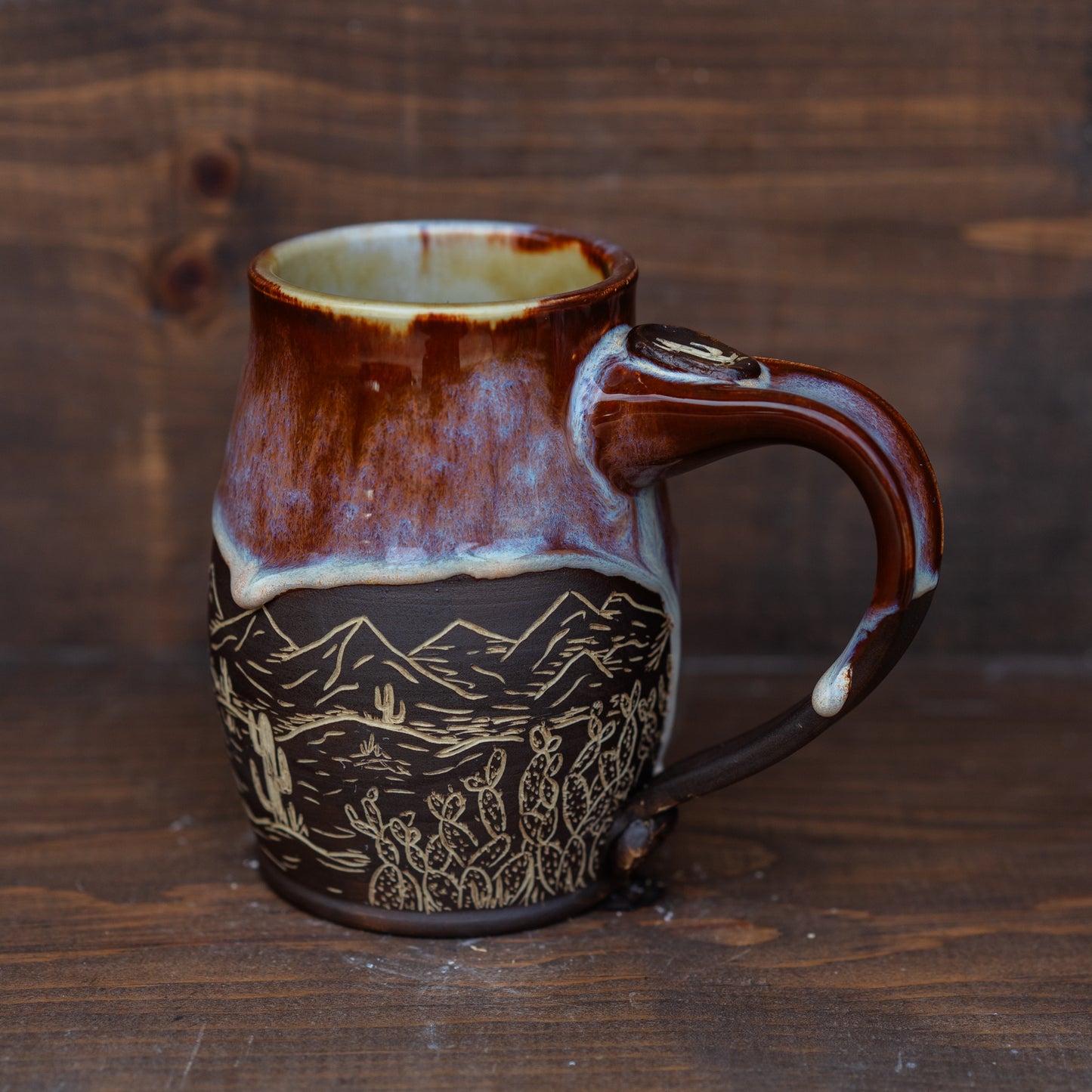 desertscape sgraffito mug