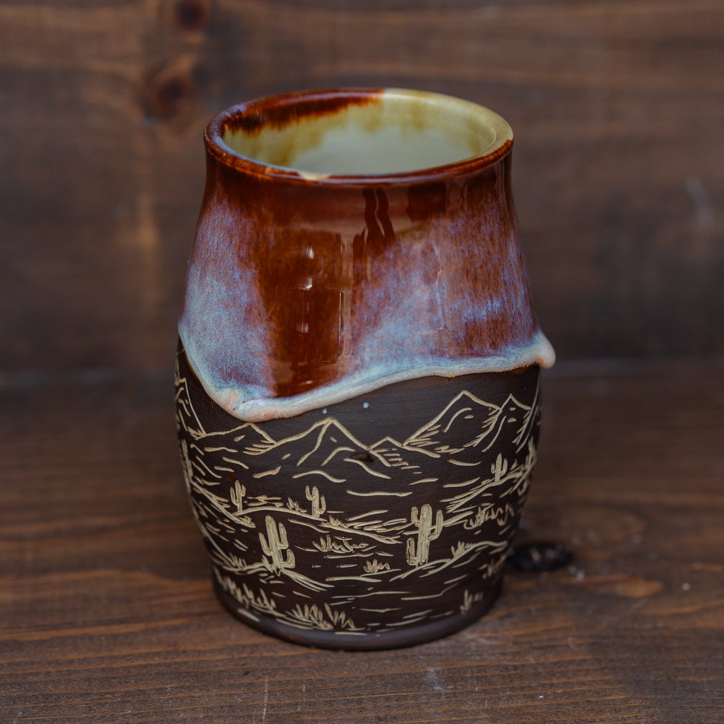 desertscape sgraffito mug