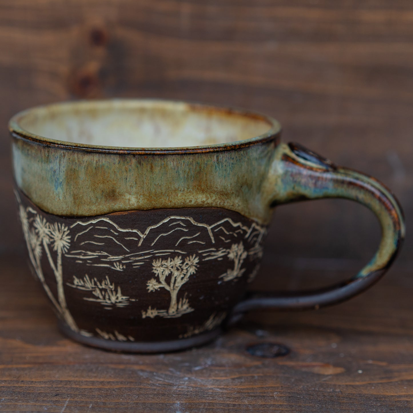 joshua tree sgraffito latte mug // soup bowl