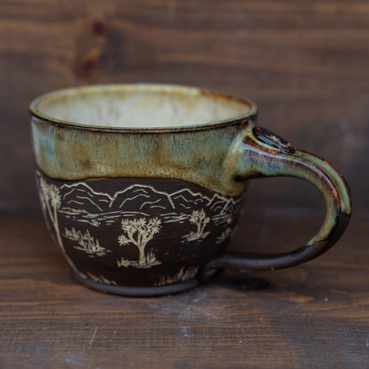 joshua tree sgraffito latte mug // soup bowl