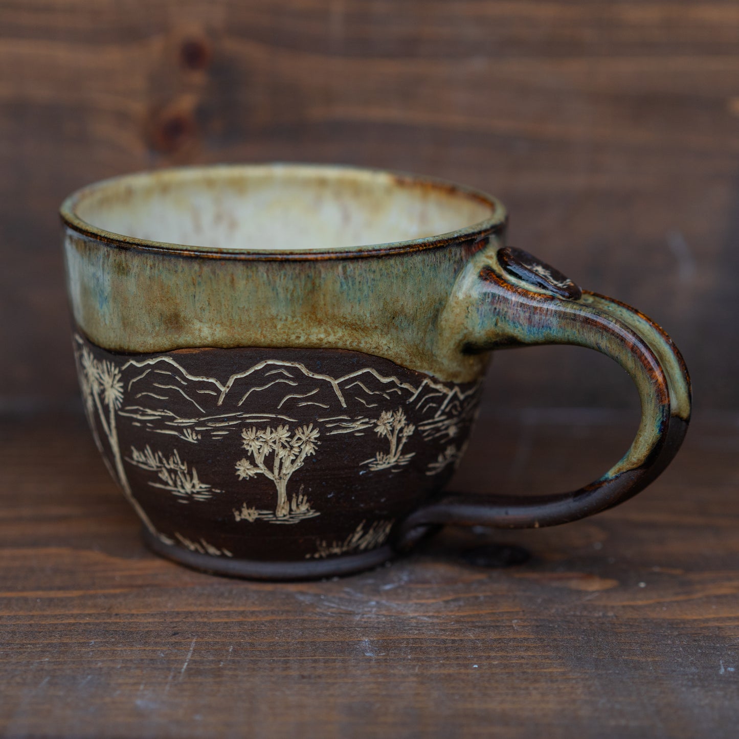 joshua tree sgraffito latte mug // soup bowl
