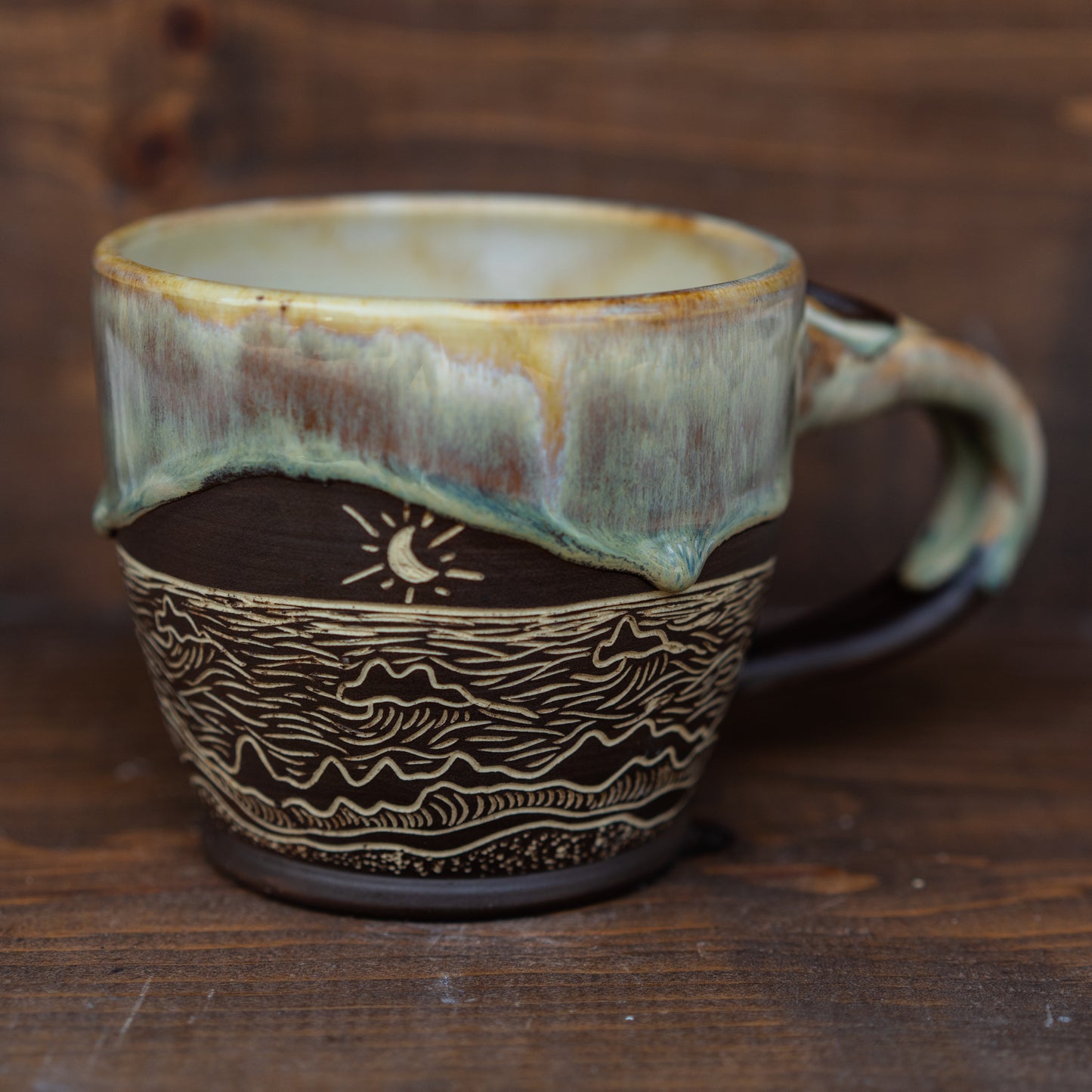ocean sgraffito latte mug // soup bowl