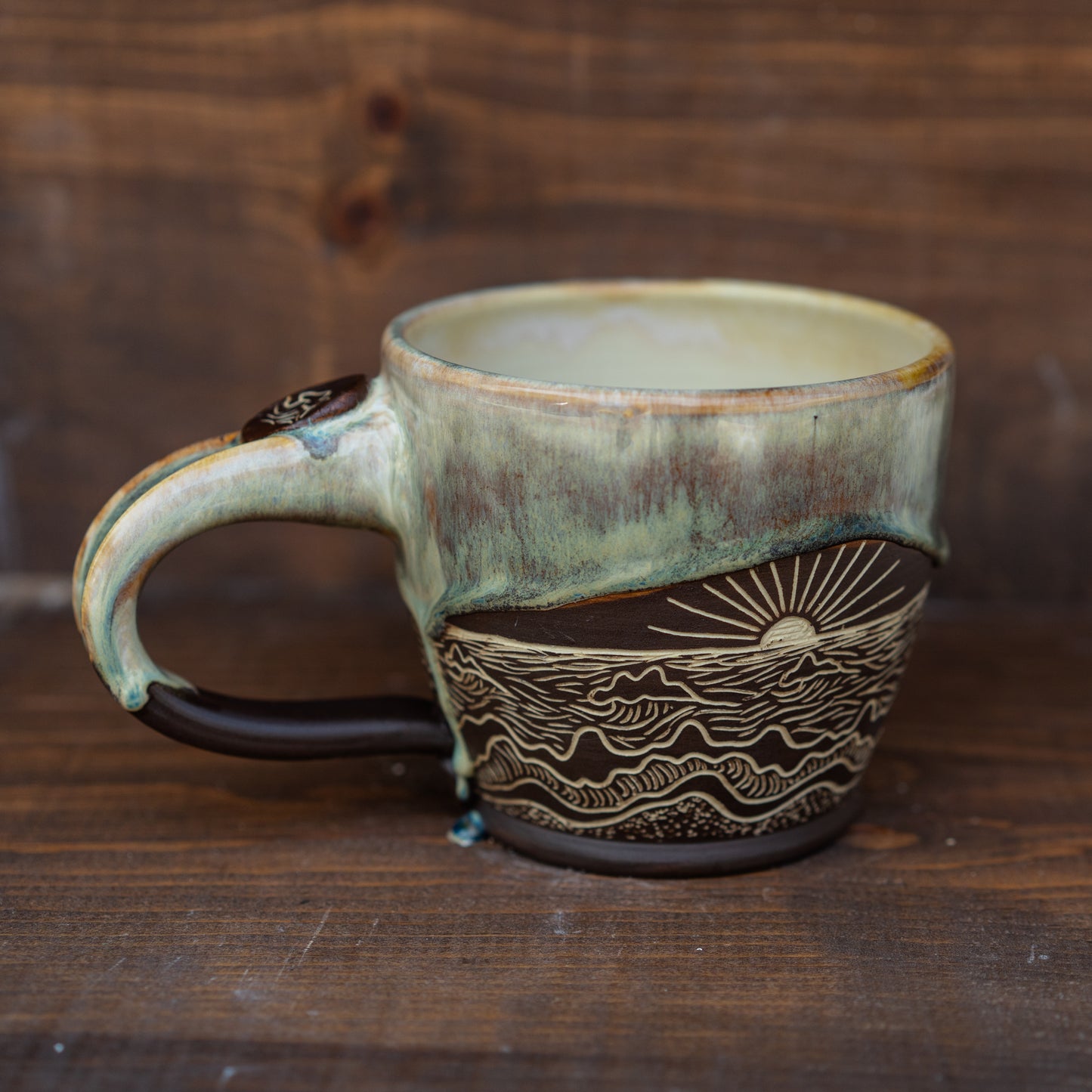 ocean sgraffito latte mug // soup bowl