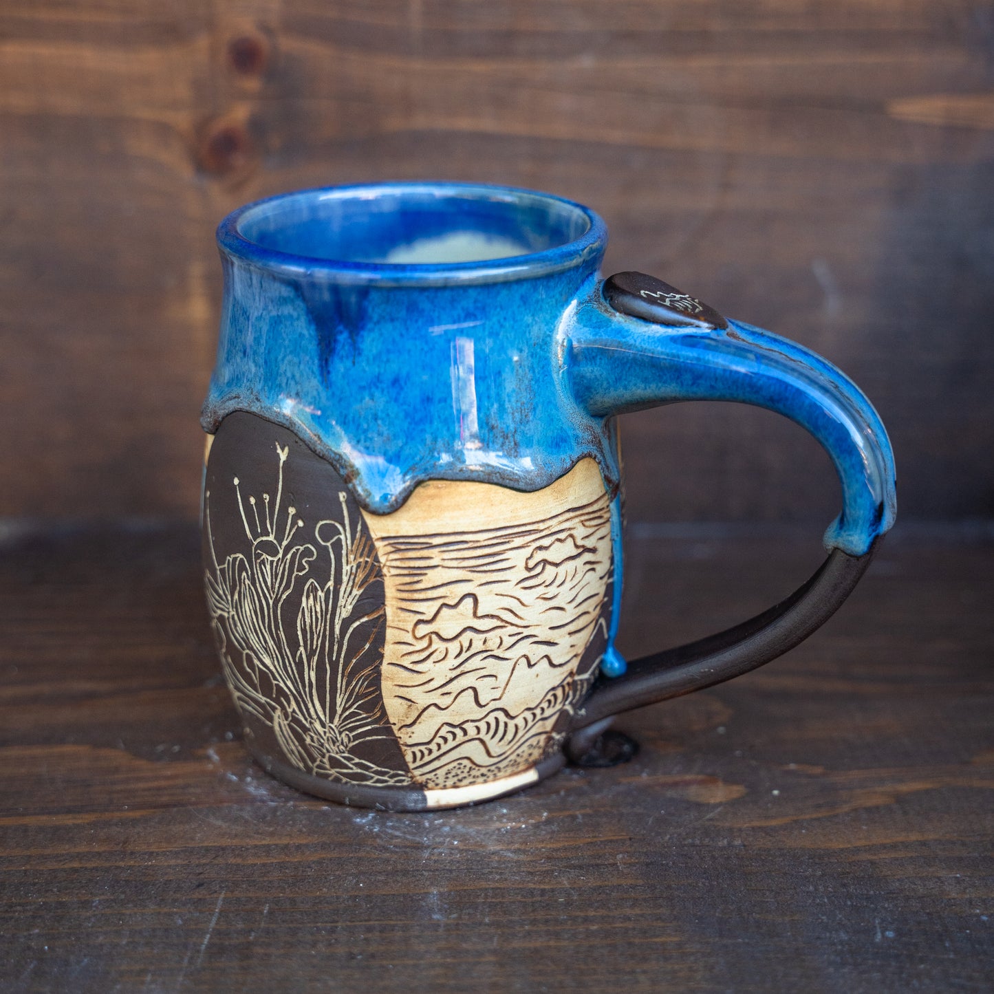 painted wildflower ocean mug