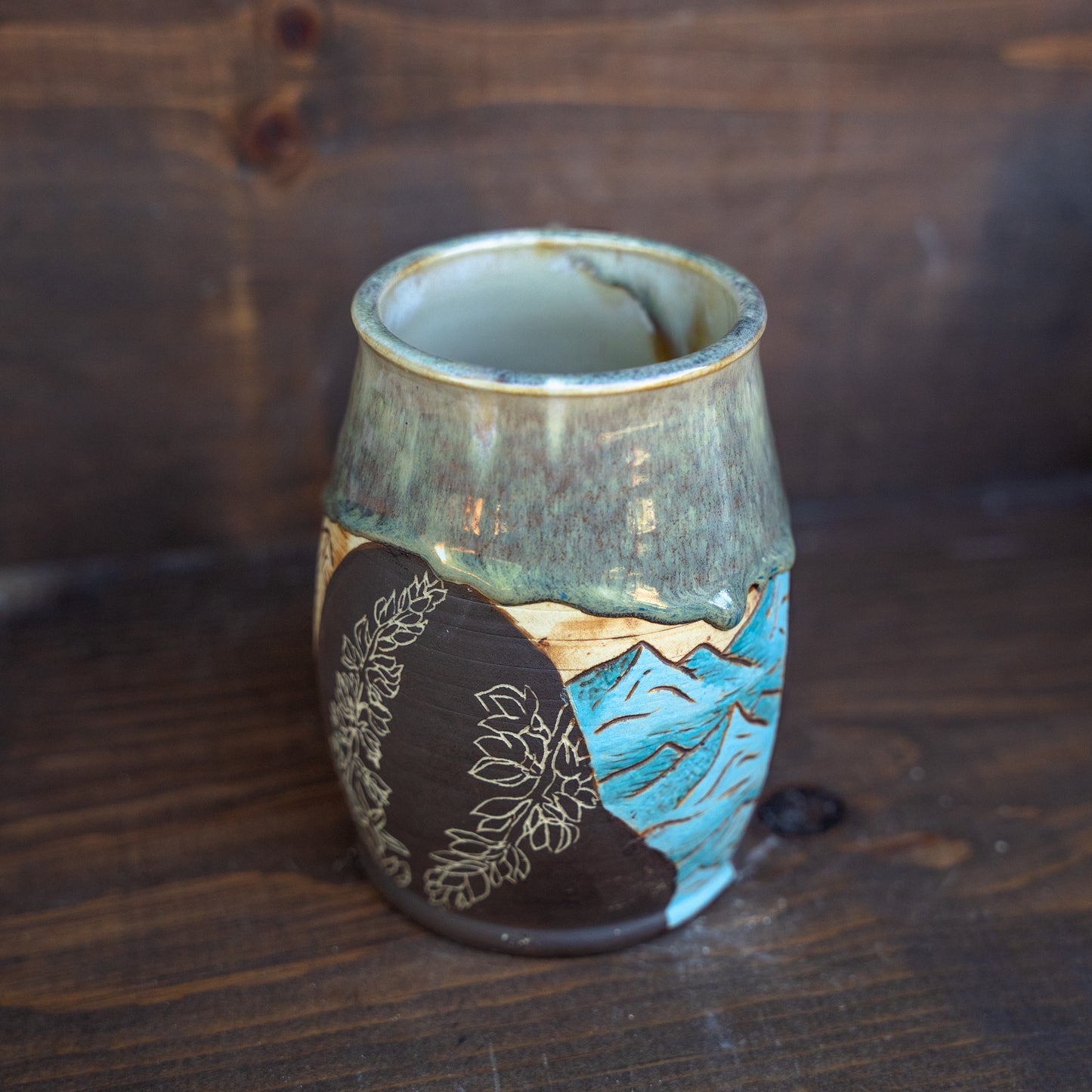 painted wildflower mountain mug