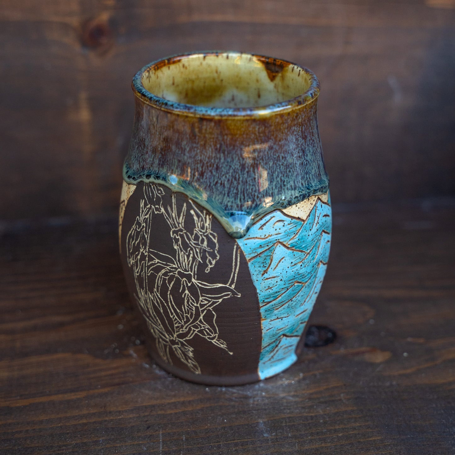 painted wildflower mountain mug