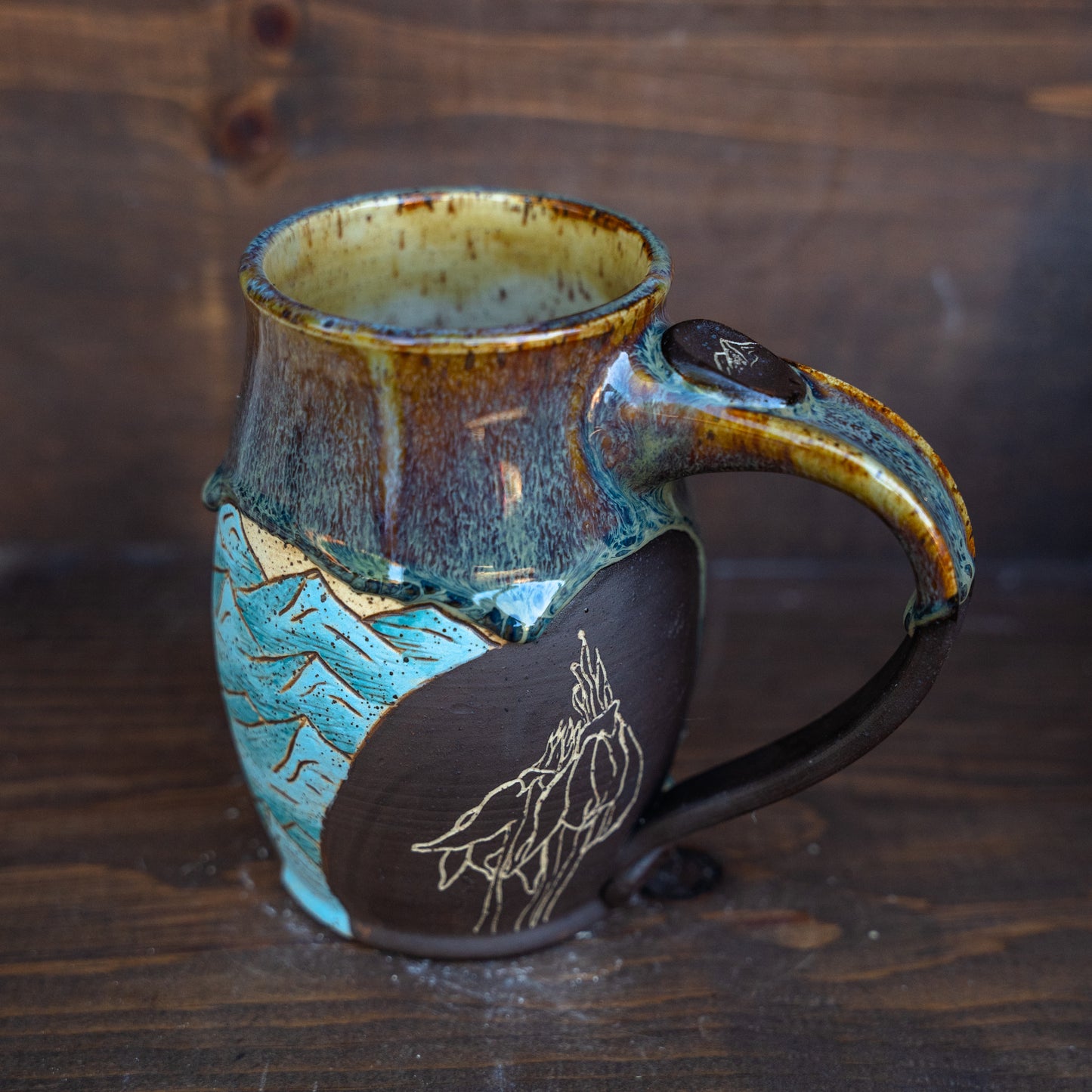 painted wildflower mountain mug