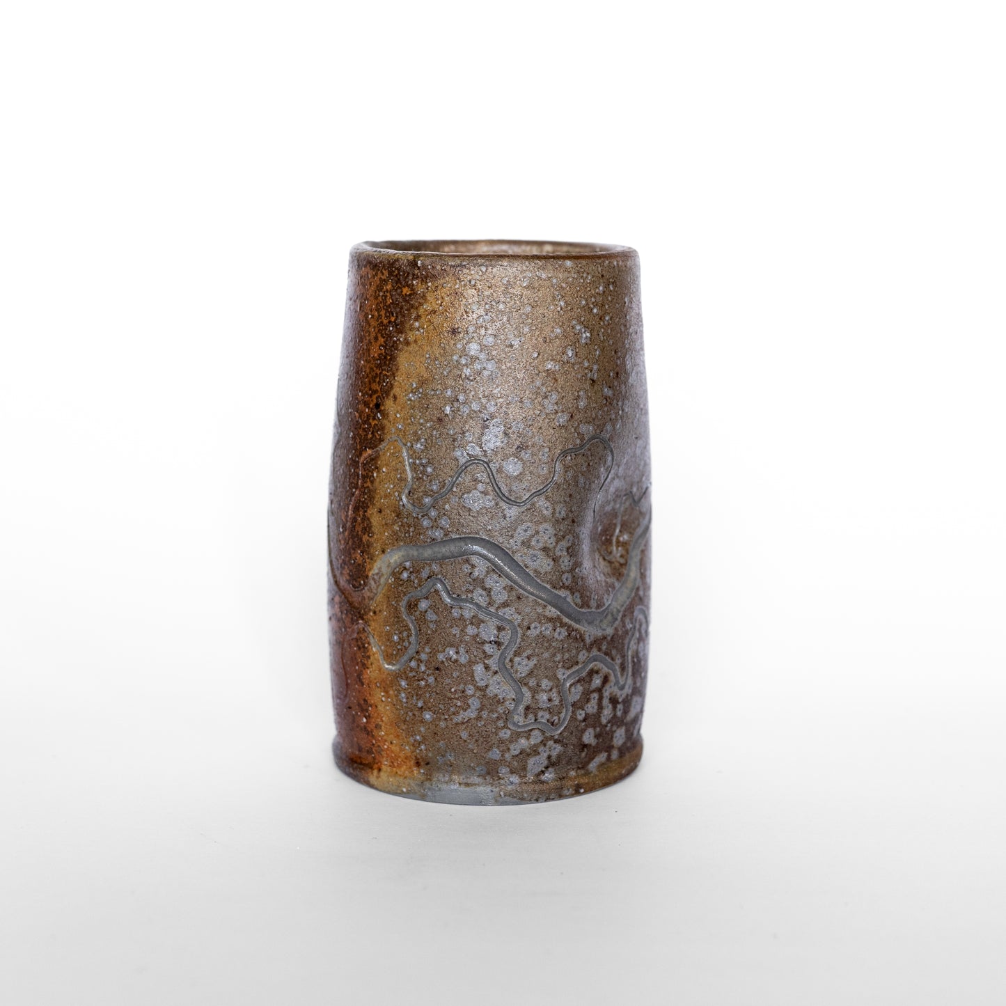 wood-fired sgraffito tall thumb tumbler