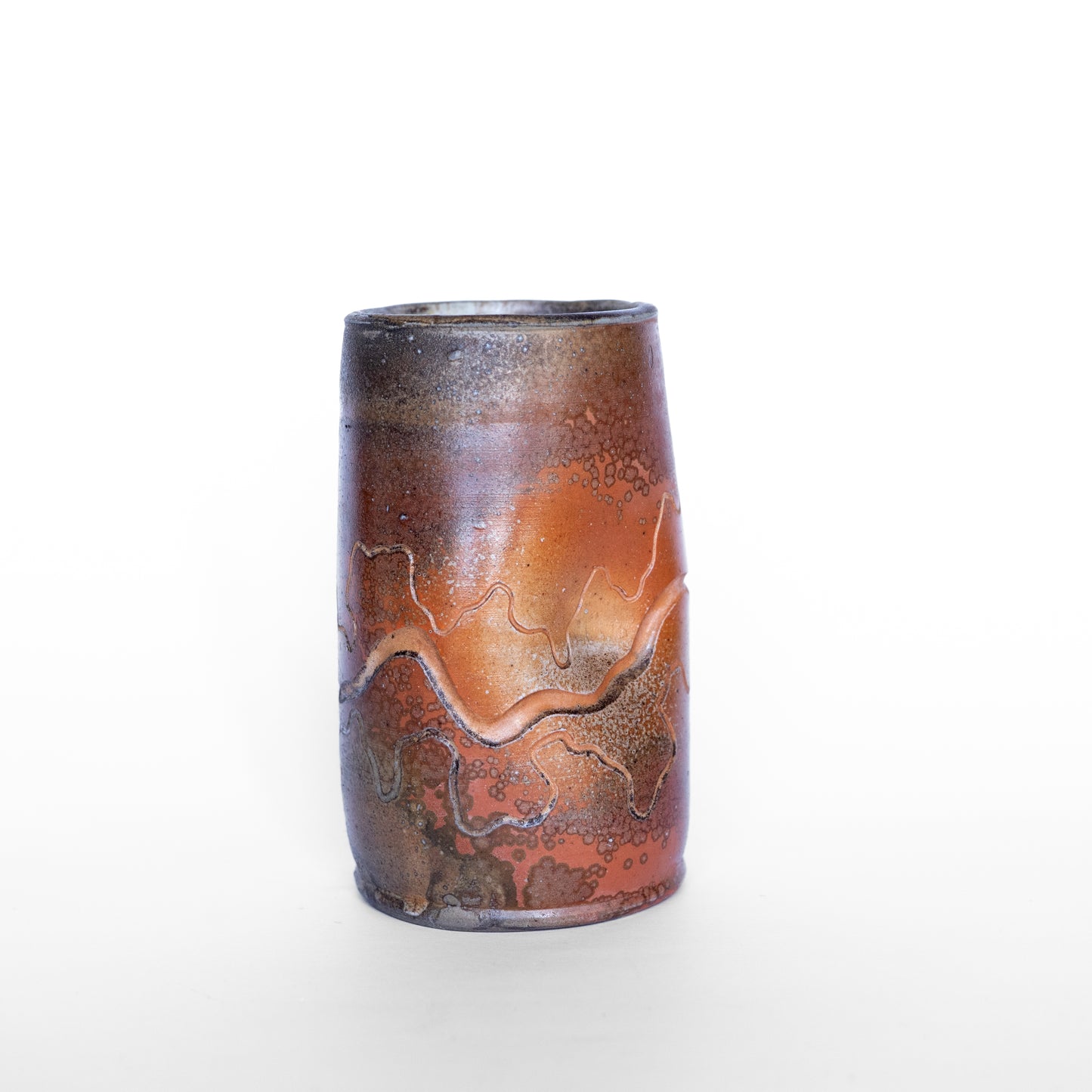 wood-fired sgraffito tall thumb tumbler