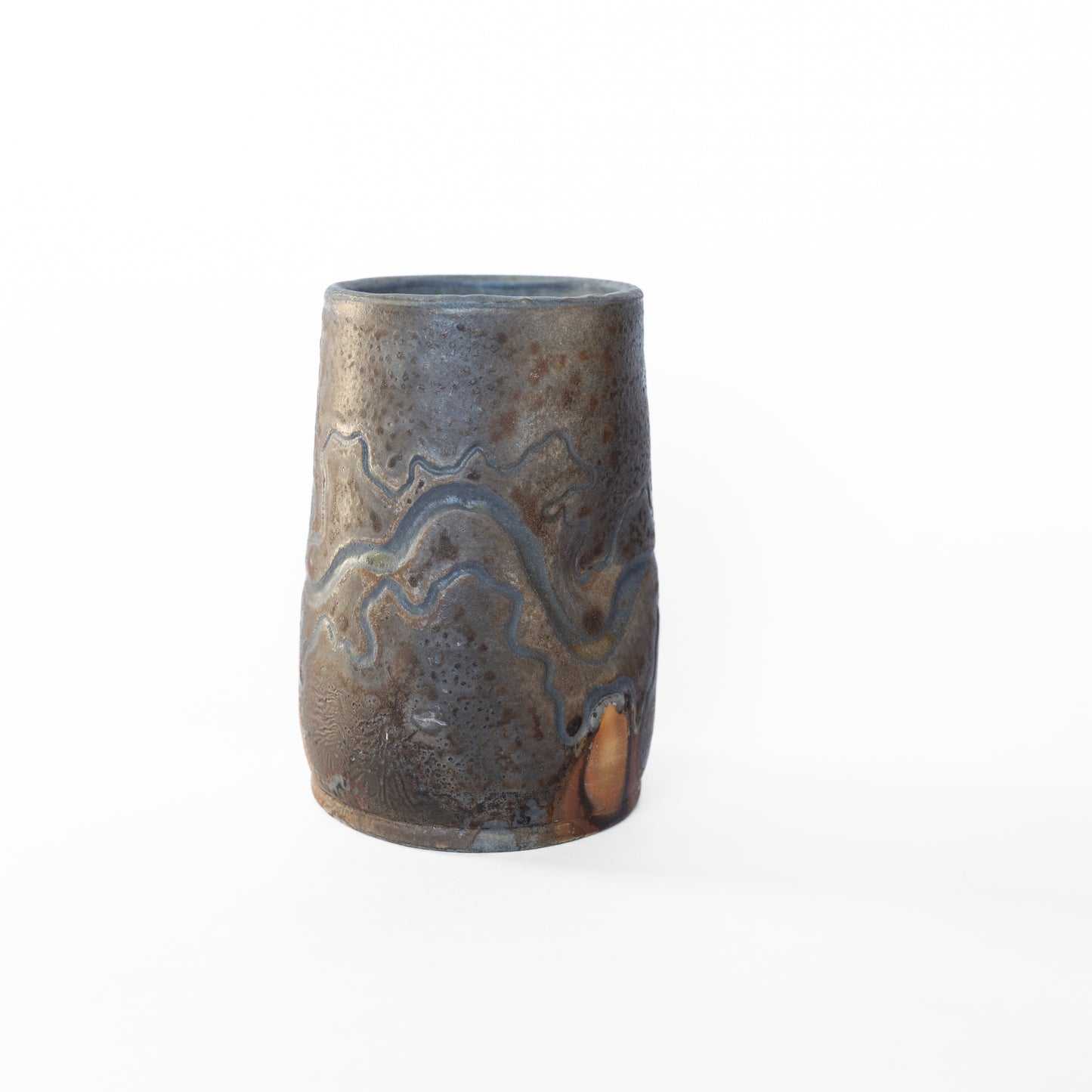 wood-fired sgraffito tall thumb tumbler