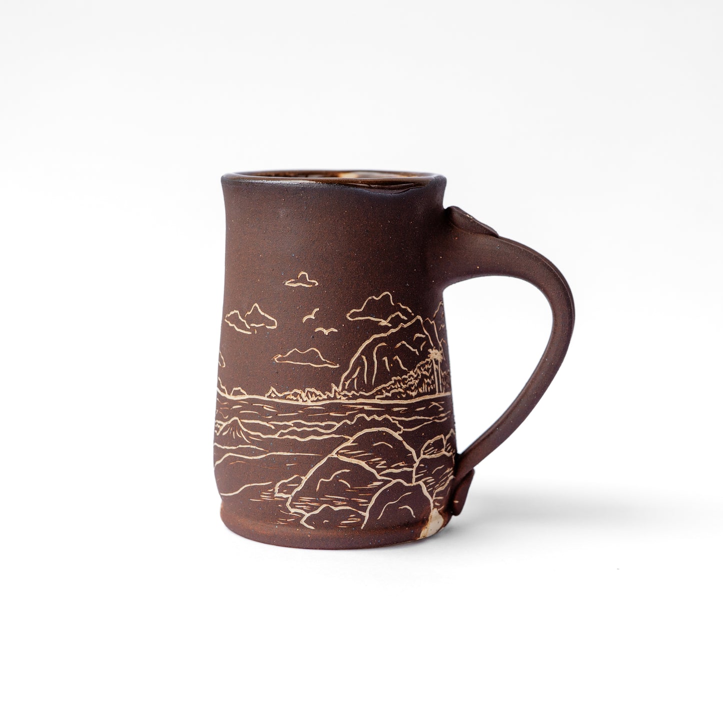 island coastline sgraffito mug