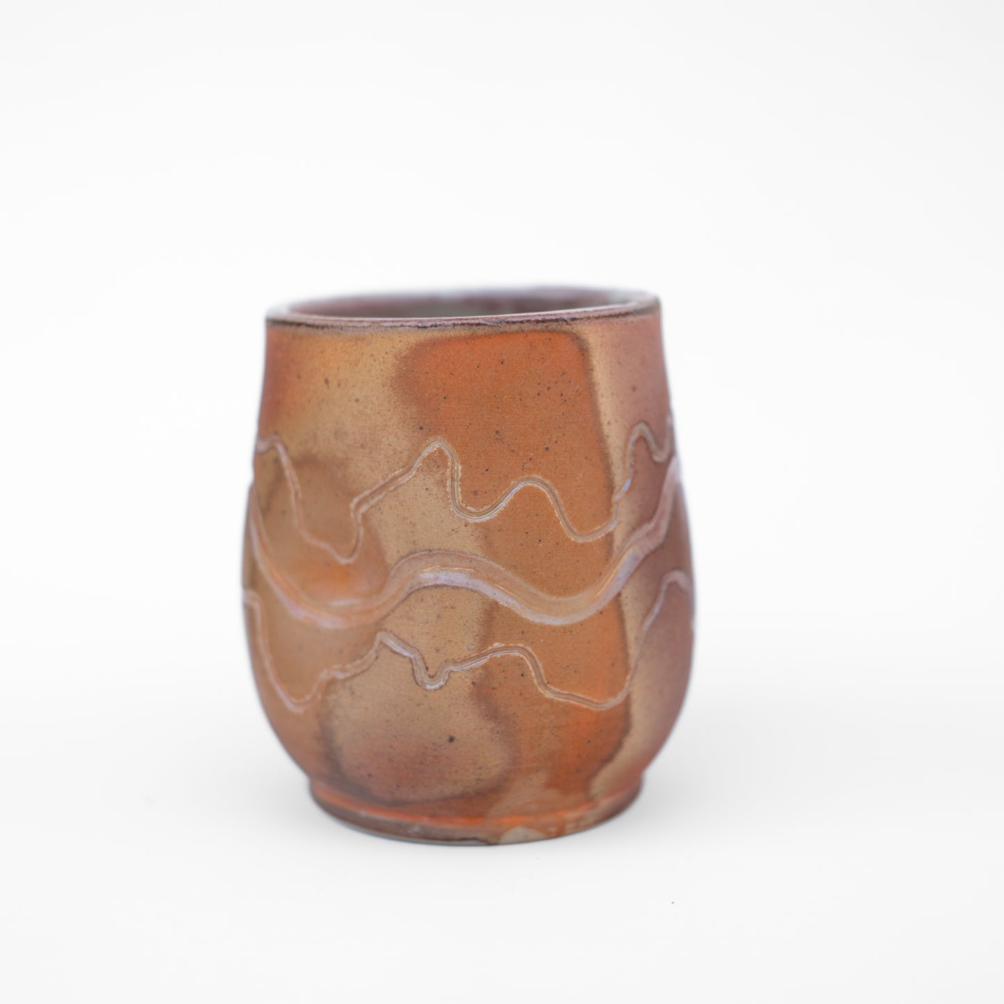 soda-fired sgraffito thumb tumbler