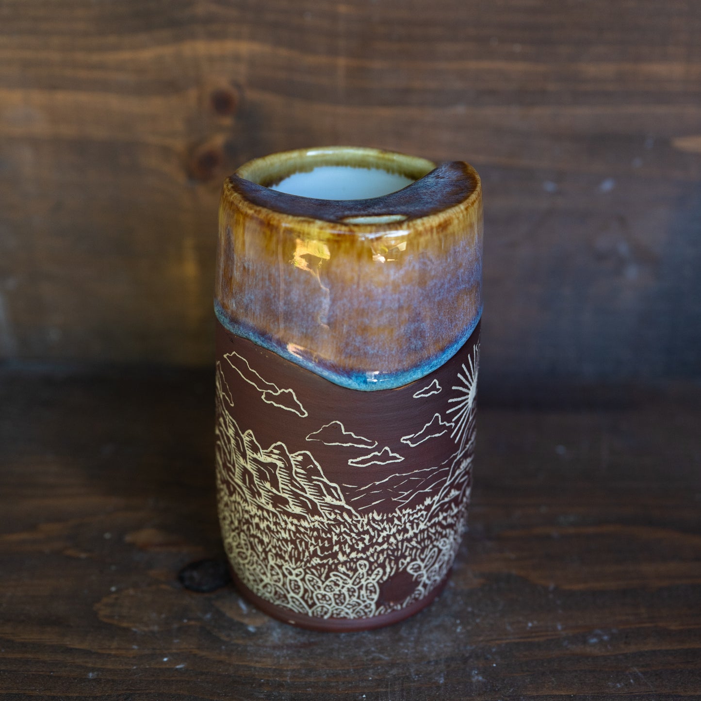 canyon valley sgraffito travel mug