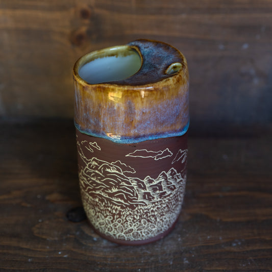 canyon valley sgraffito travel mug