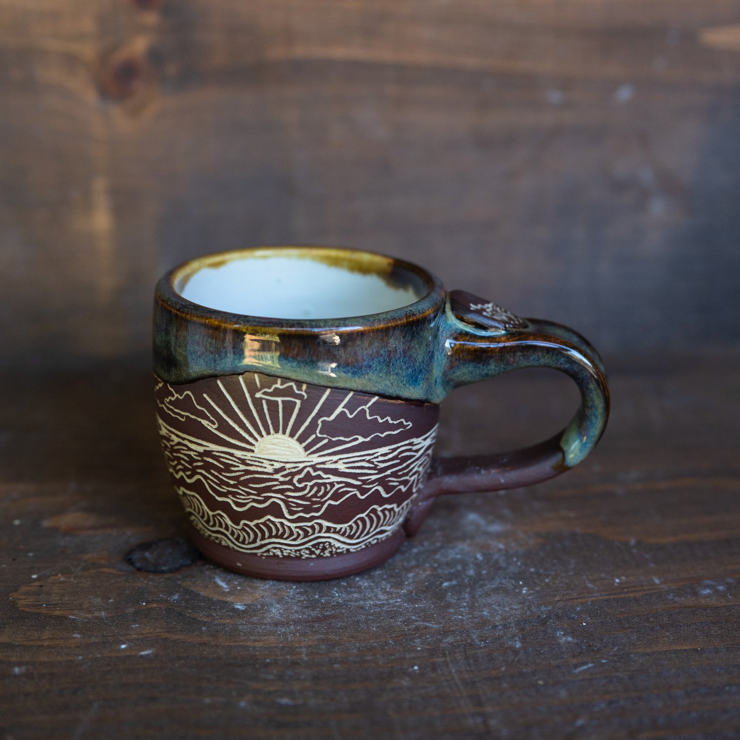 ocean sgraffito espresso mug