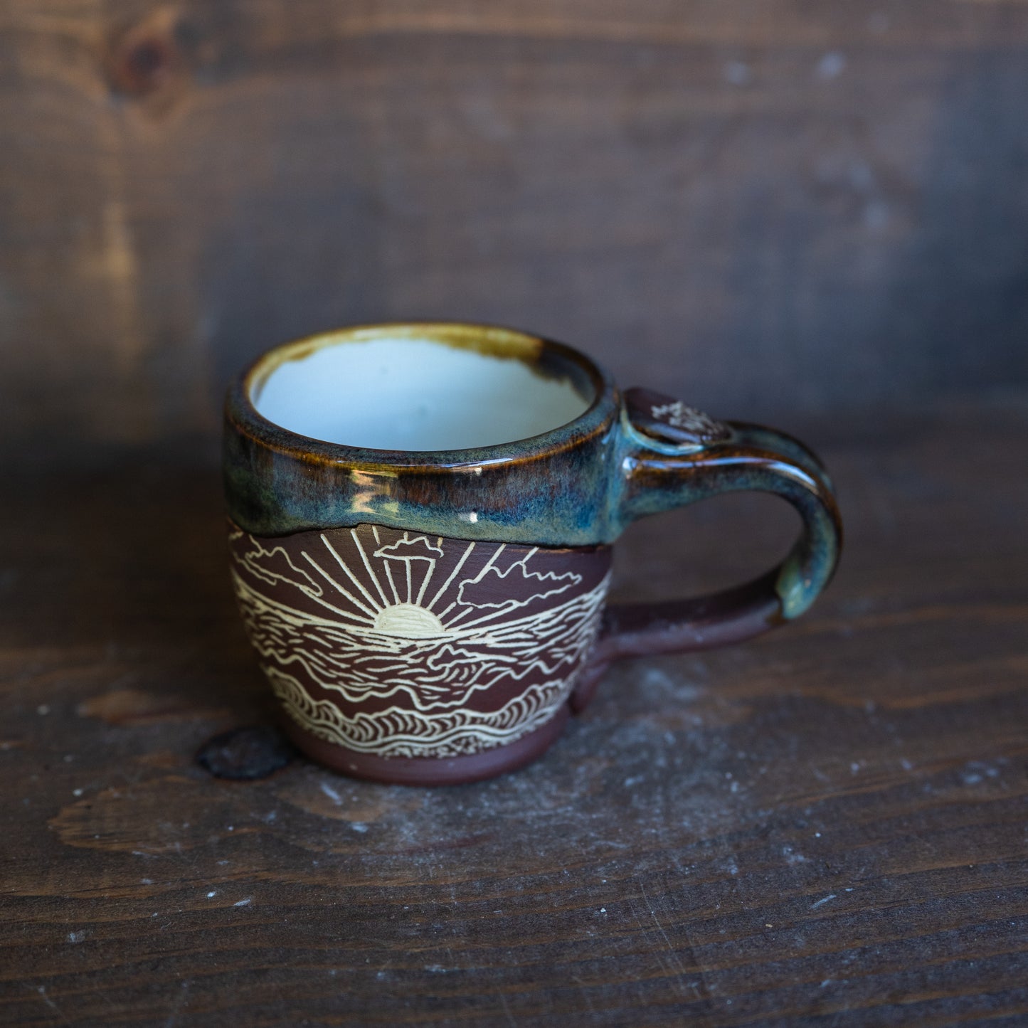 ocean sgraffito espresso mug